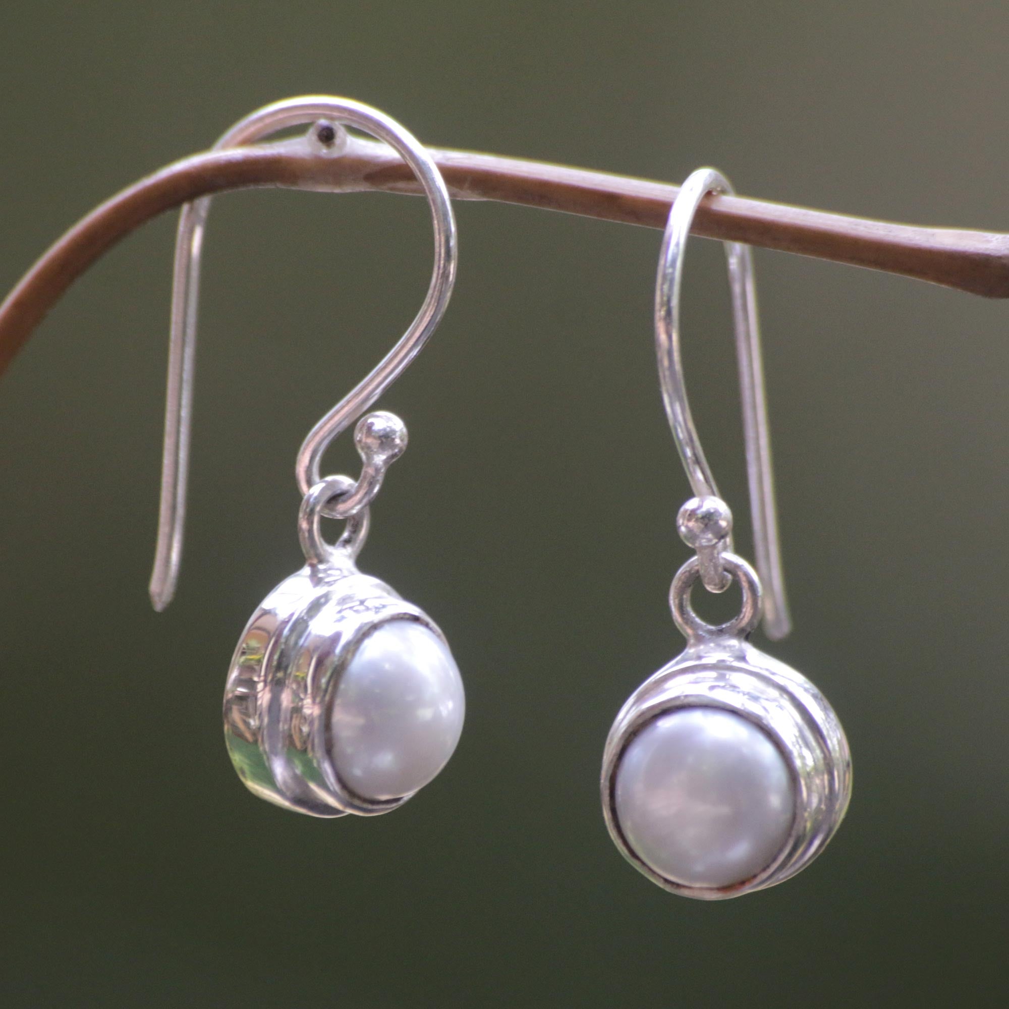 Premium Full Moon Pearl Dangle Earrings