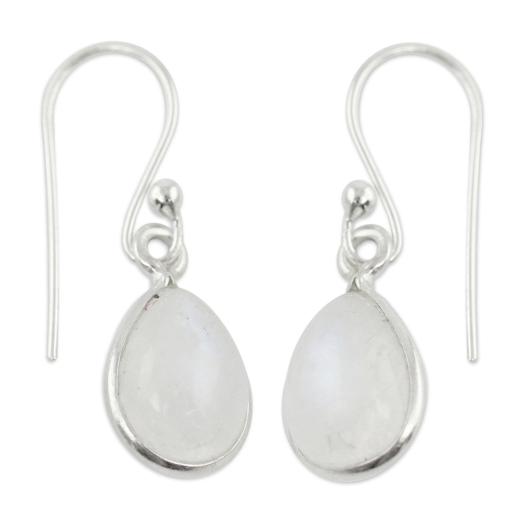 Premium Silver Moonstone Teardrop Dangle Earrings - Inner Strength & Elegance