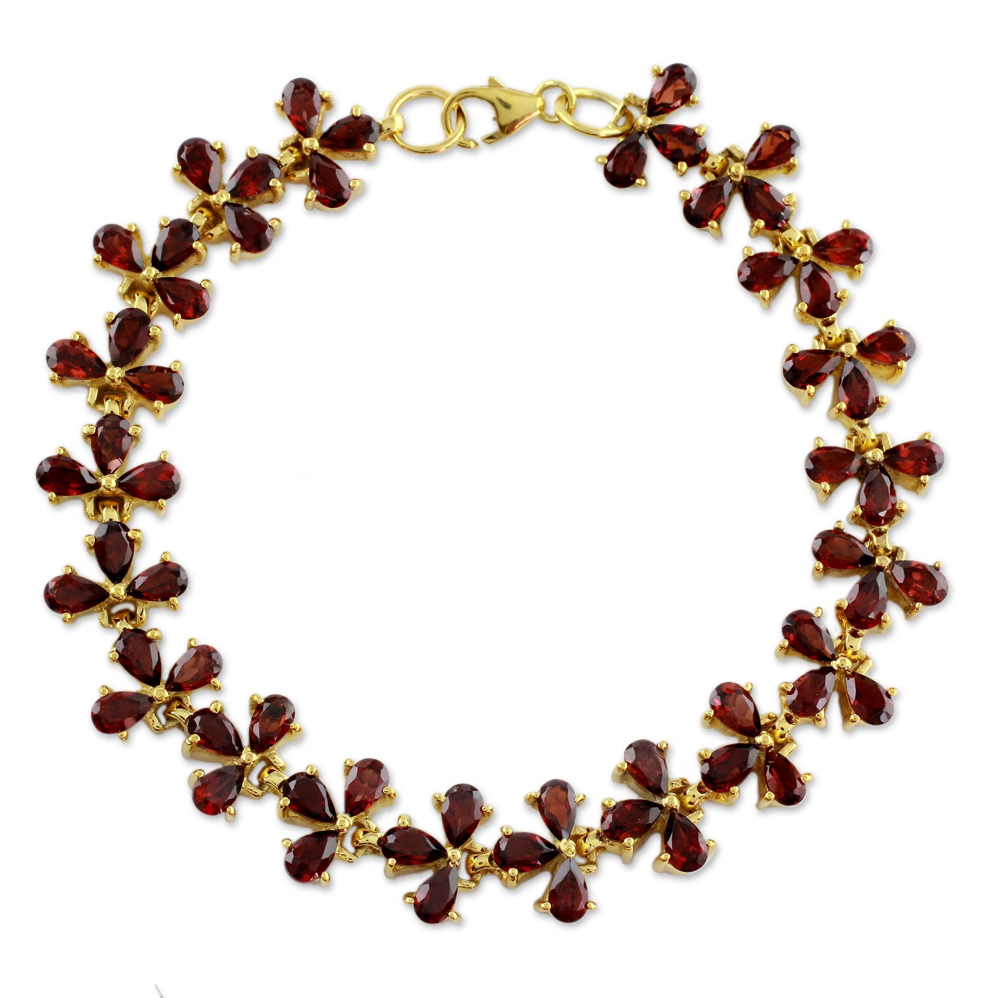 Premium Mahavir Garnet Gold-Plated Link Bracelet