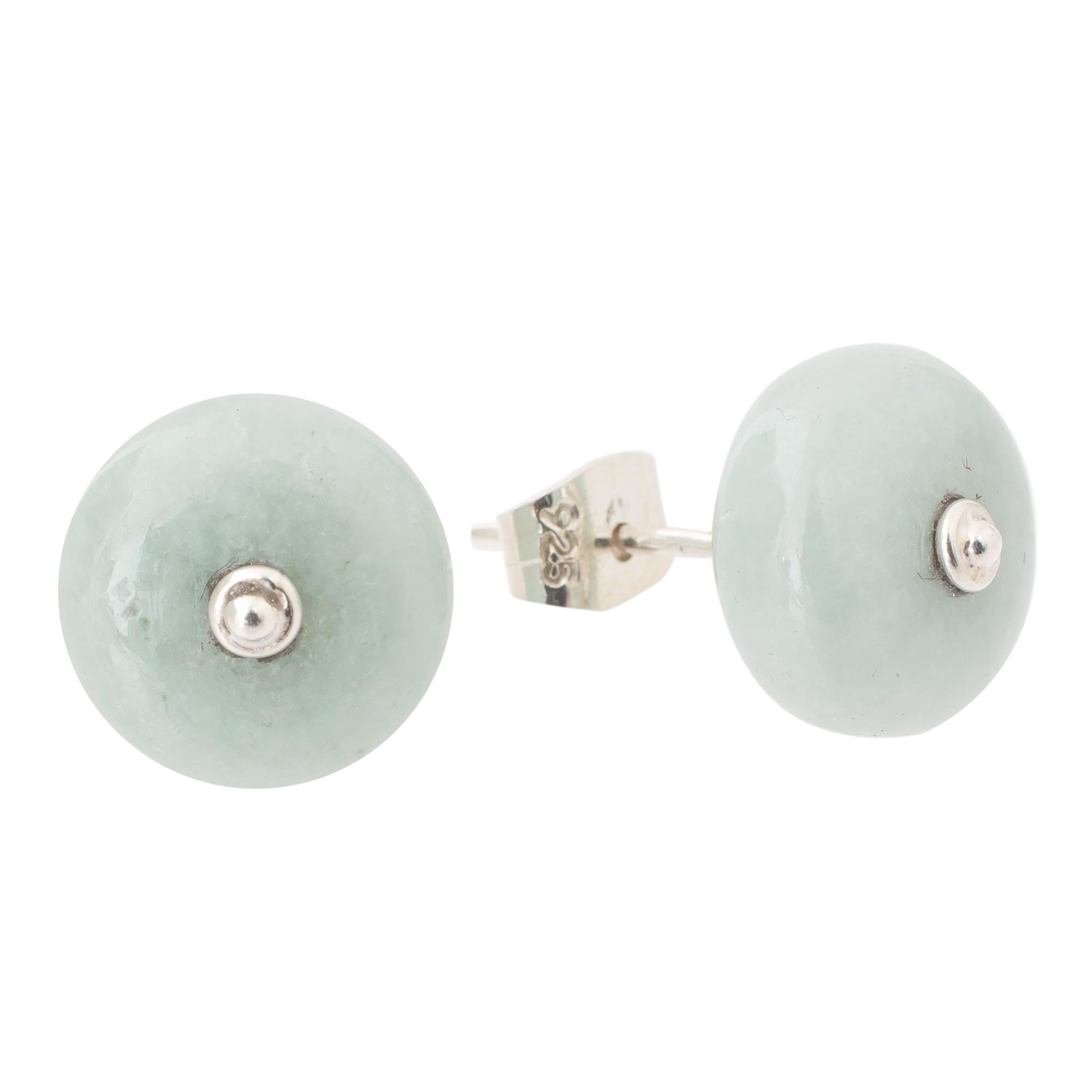 Premium Mayan Apple Green Jade Stud Earrings - Handcrafted in Guatemala