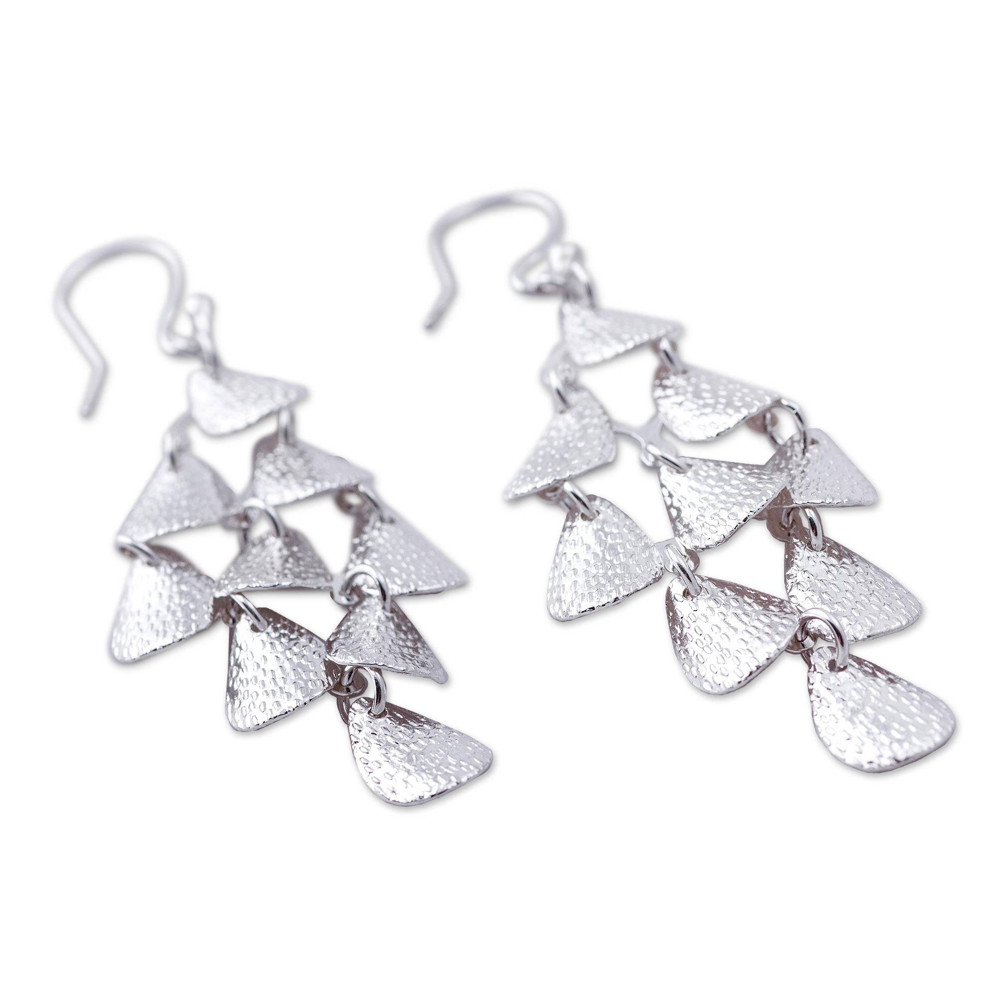 Premium Rain Sterling Silver Chandelier Earrings - Handcrafted Elegance