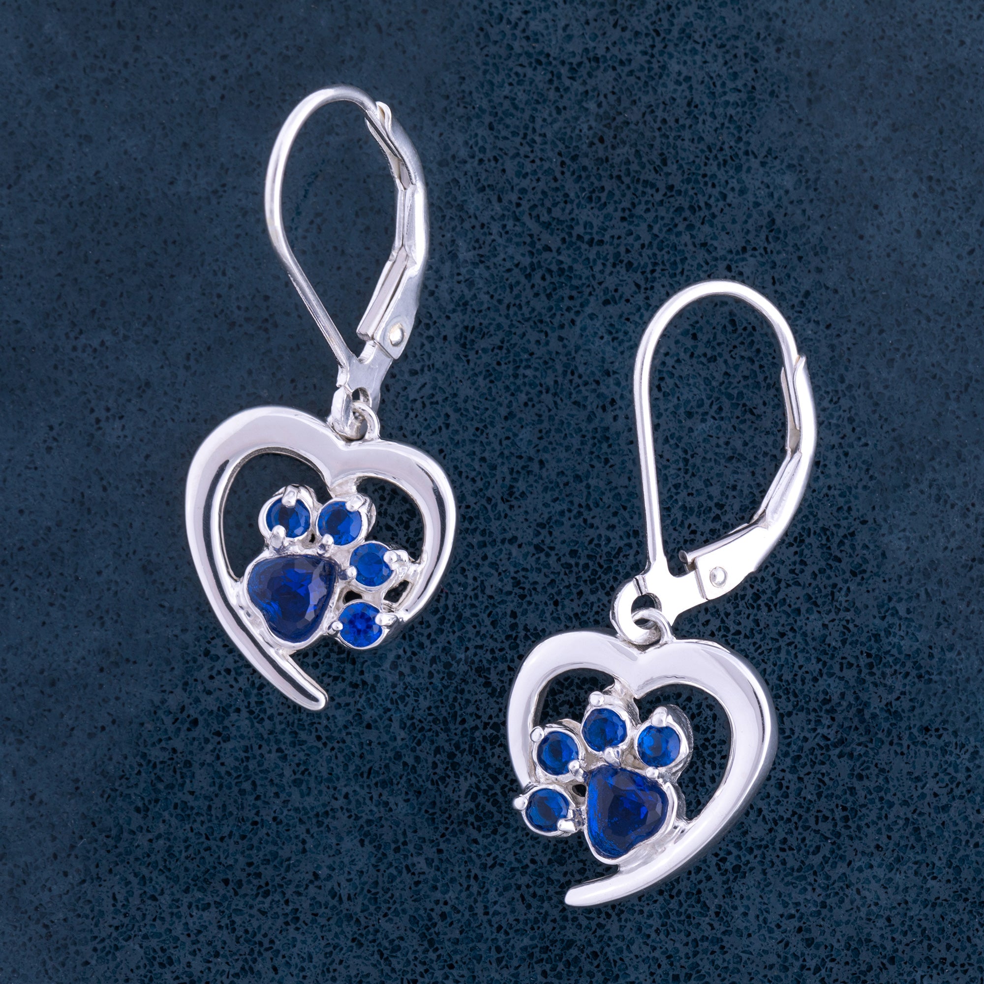 Premium Sterling Silver Birthstone Paw Print Earrings - Always in My Heart