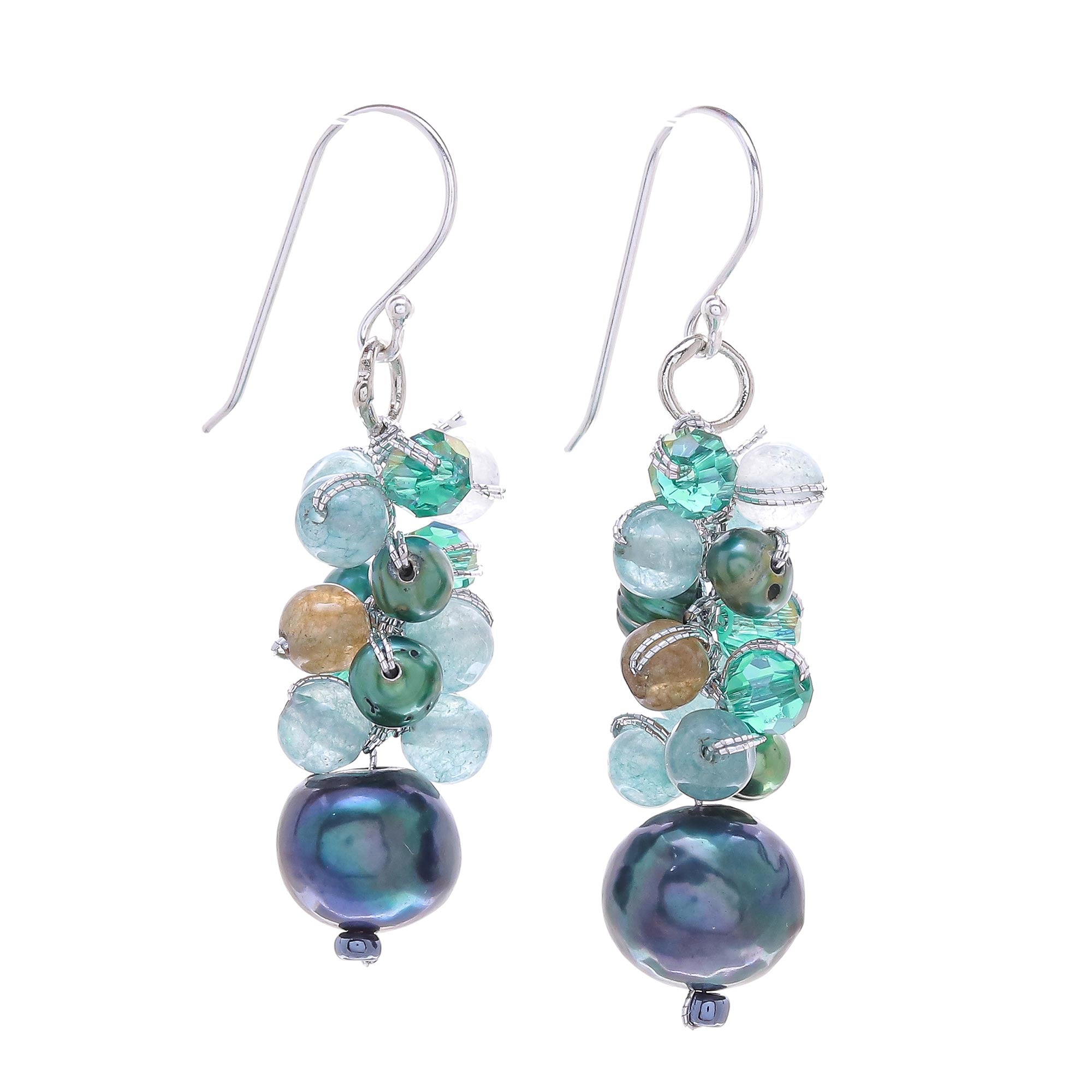 Premium Winter Blue-Green Gemstone Dangle Earrings | Ultimate Elegance