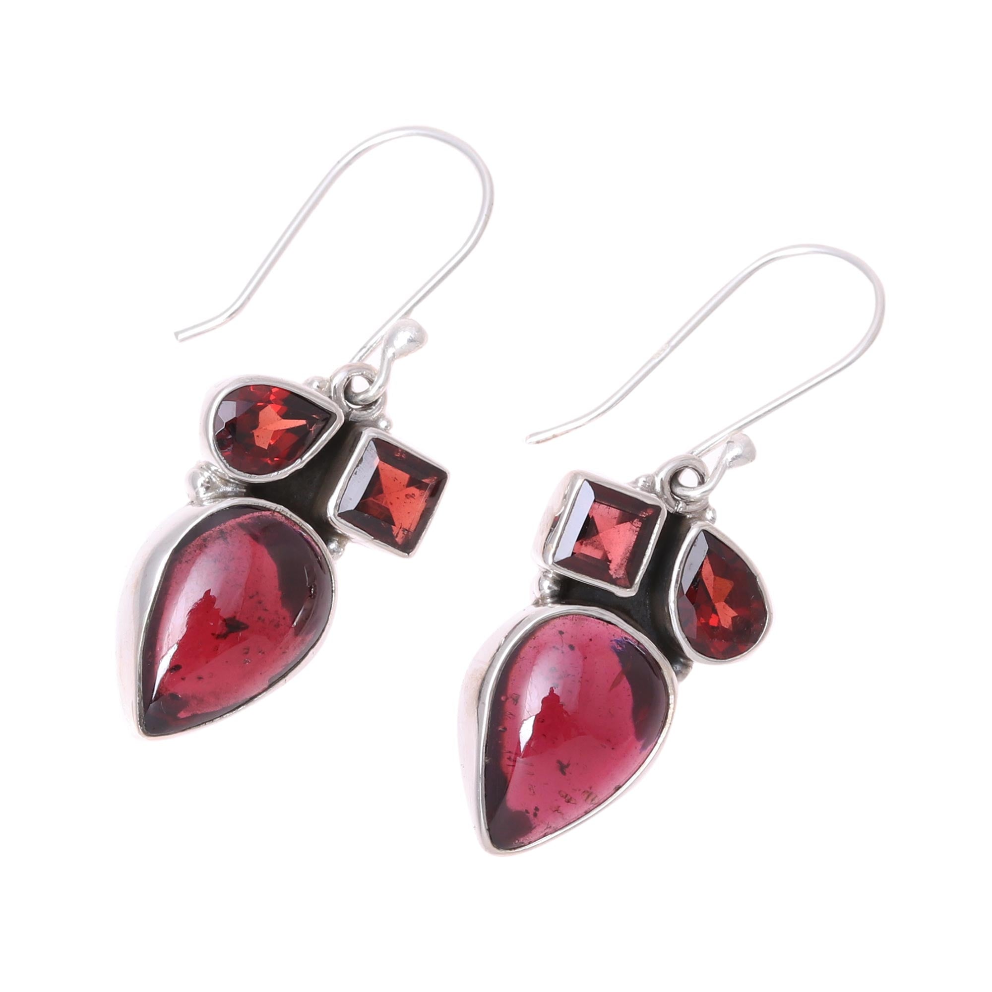 Premium Natural Garnet Dangle Earrings – Handcrafted Sterling Silver Jewelry