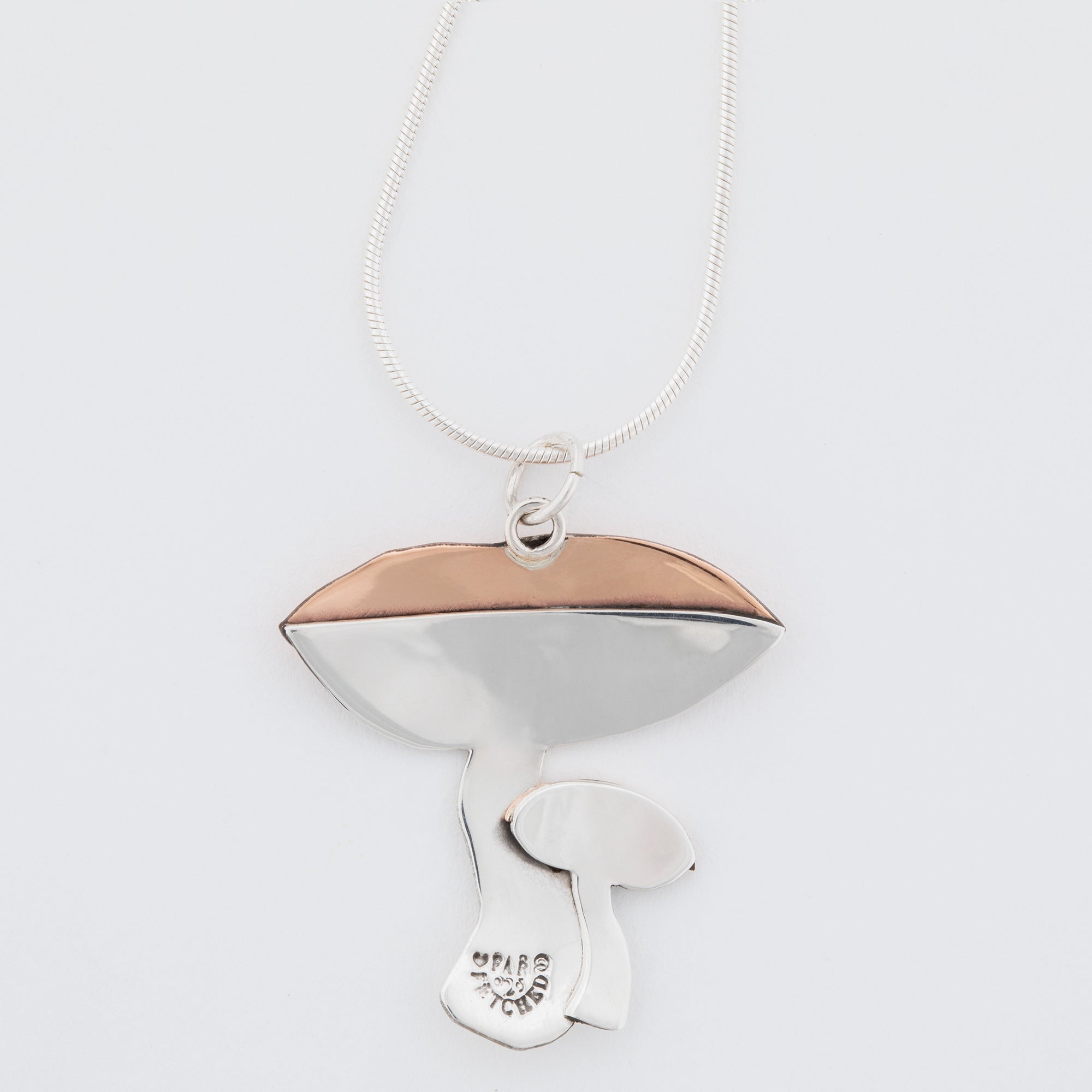 Premium Sterling Silver & Copper Mushroom Pendant Necklace