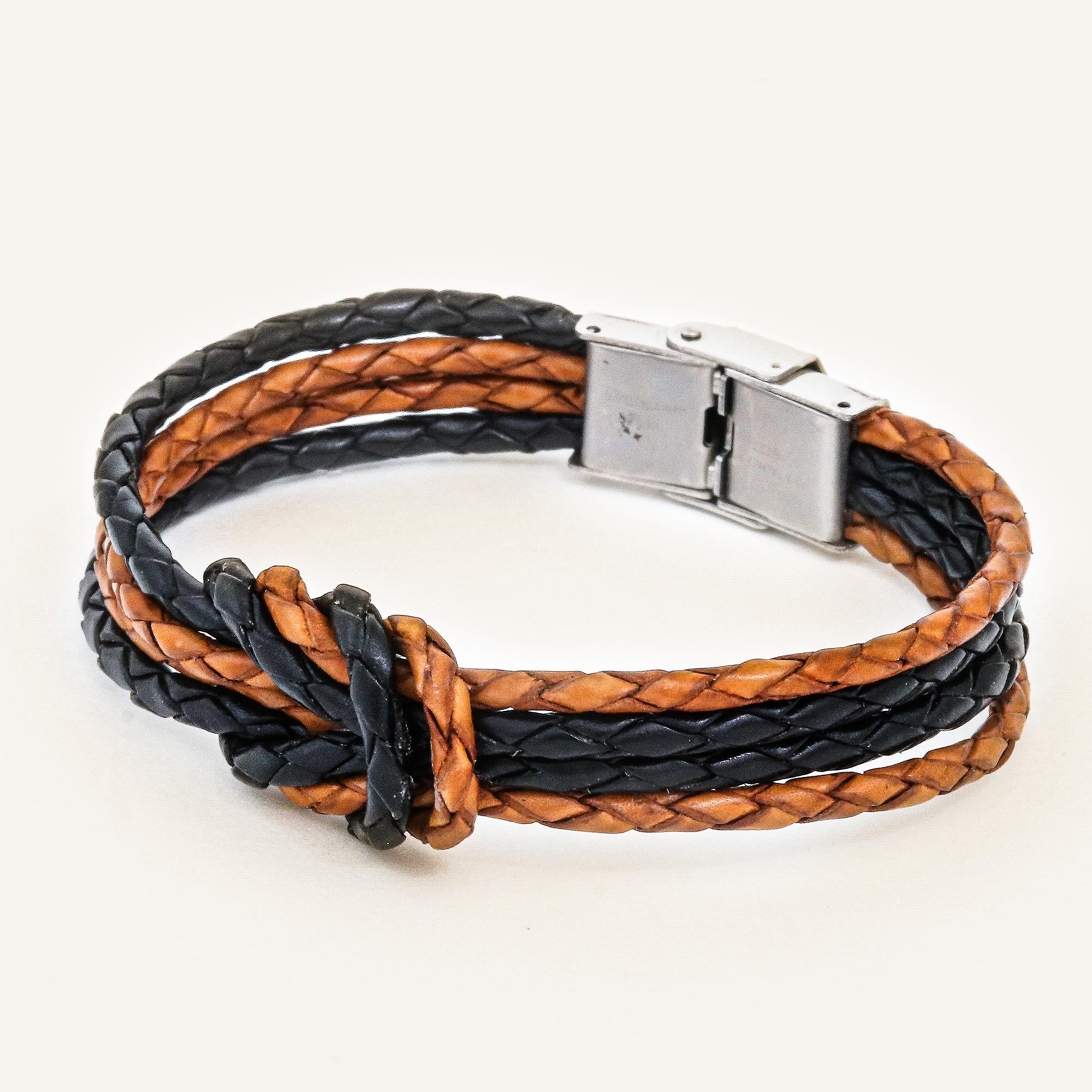 Premium Unity Braided Leather Bracelet – Handcrafted Brown & Black Design