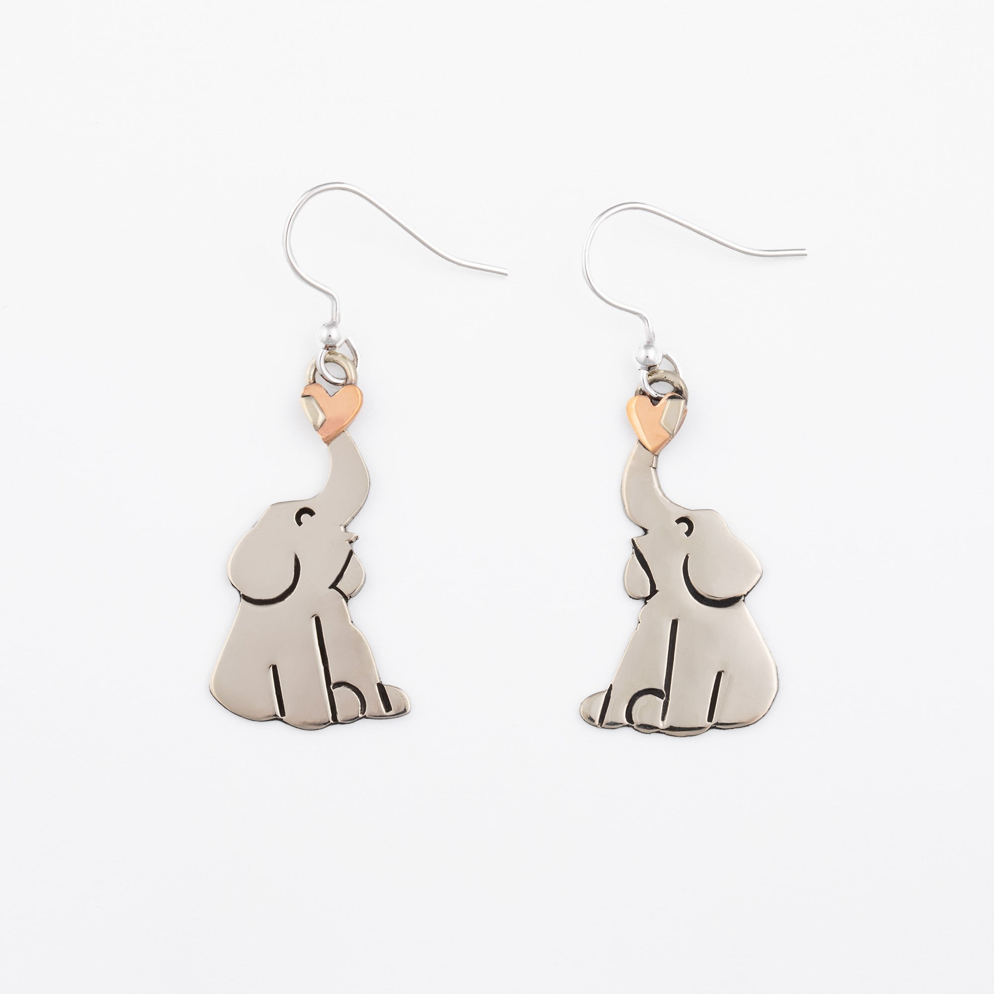 Premium Mixed Metal Elephant Love Earrings