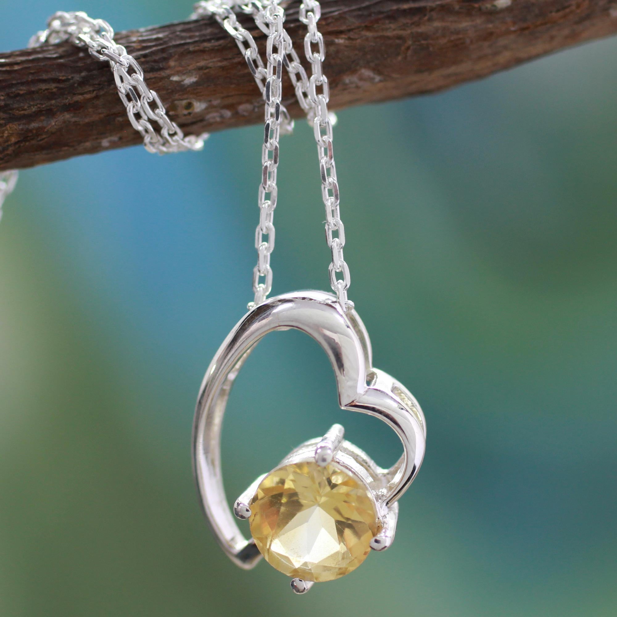 Premium Promise of Love Necklace – Sterling Silver & Citrine Heart Jewelry