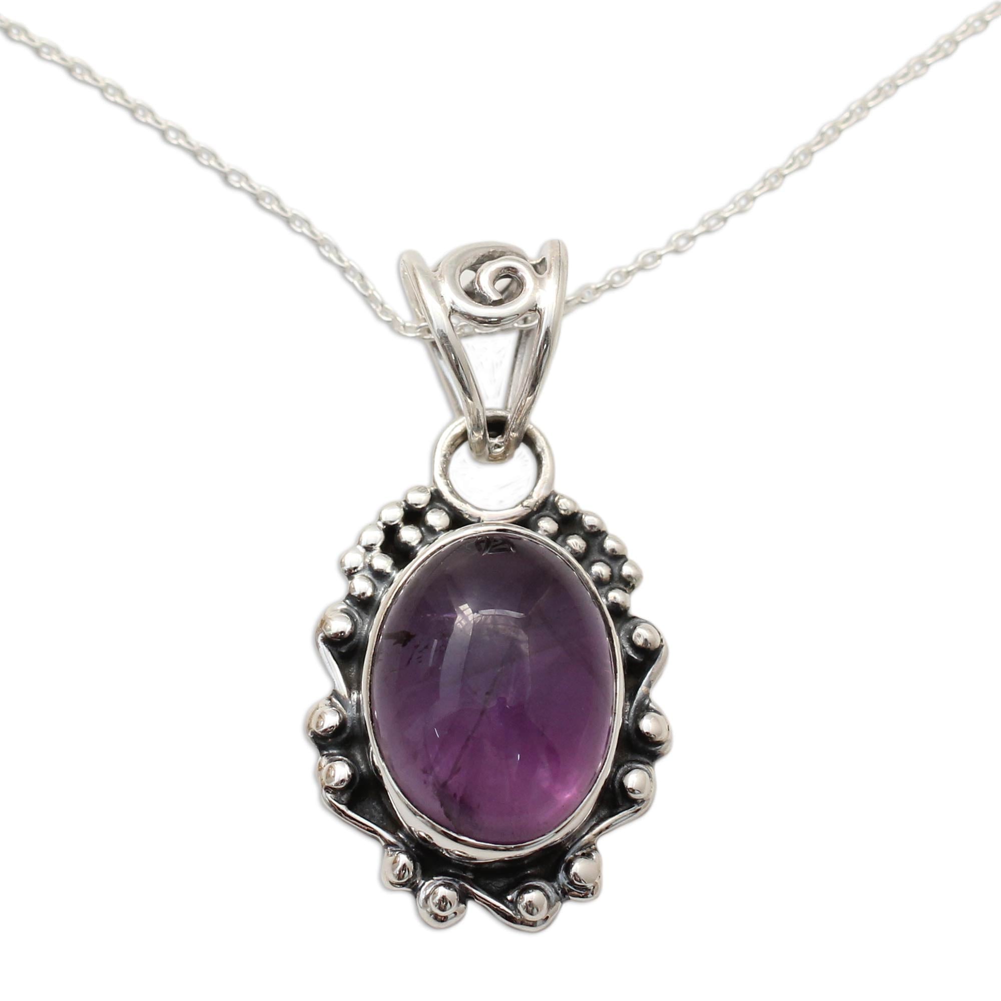 Premium Twilight Mist Amethyst Pendant Necklace - Sterling Silver Elegance