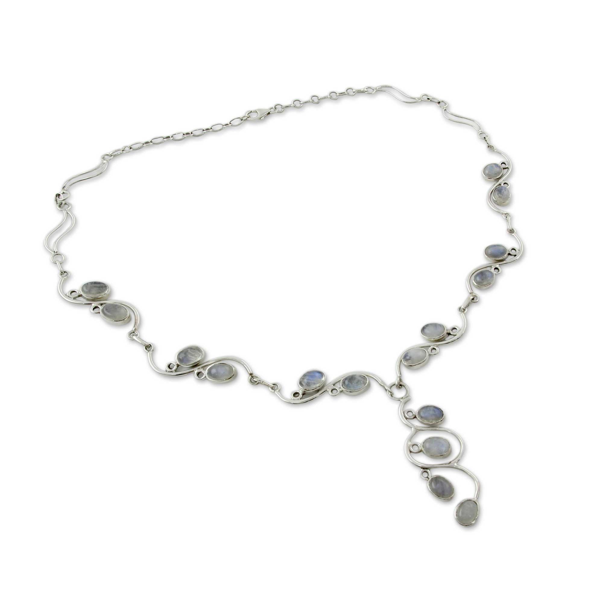 Premium Lotus Buds Rainbow Moonstone Necklace