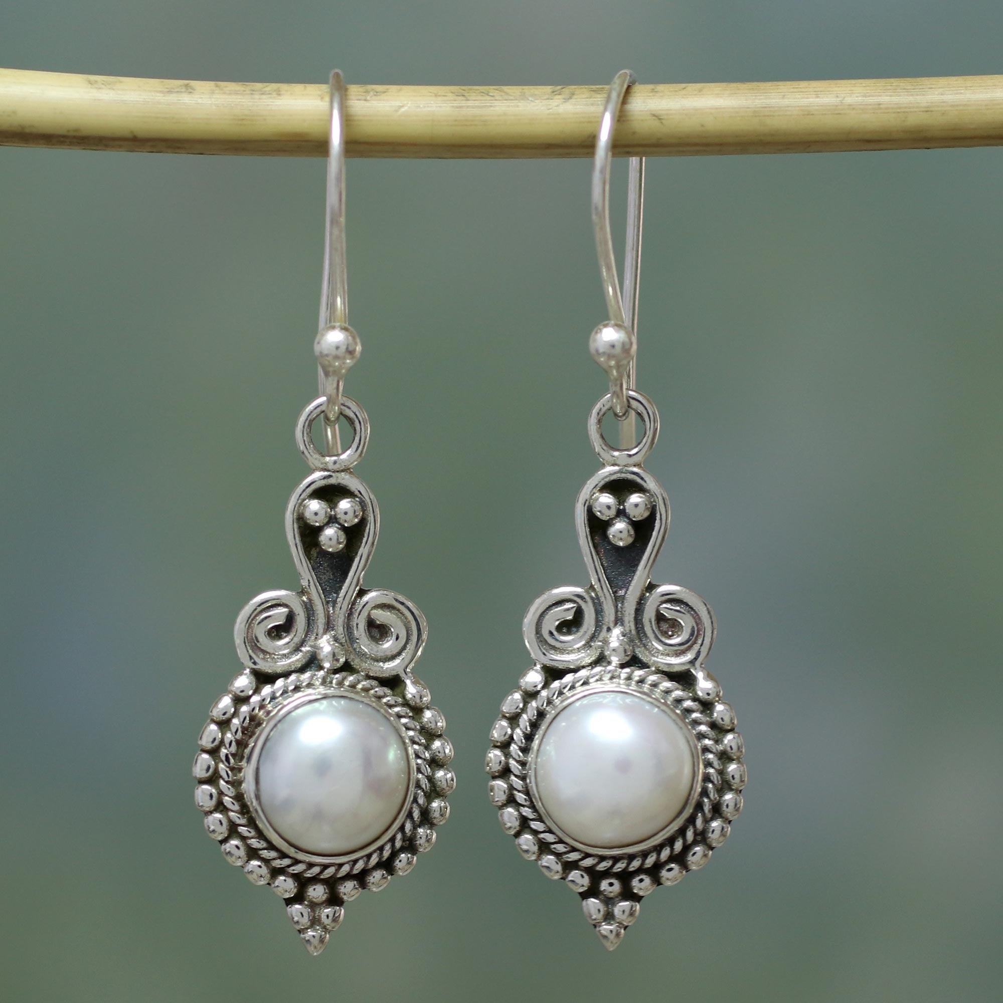 Premium Sterling Silver Pearl Dangle Earrings - Clouds of Desire