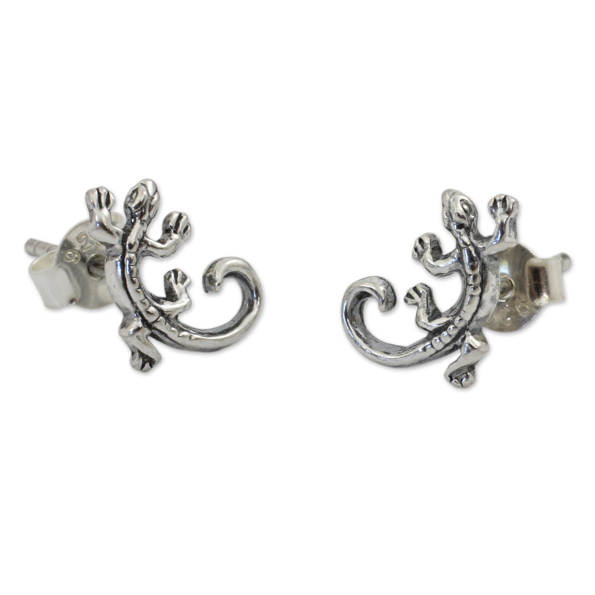 Premium Chameleon Sterling Silver Button Earrings | Handmade Elegance