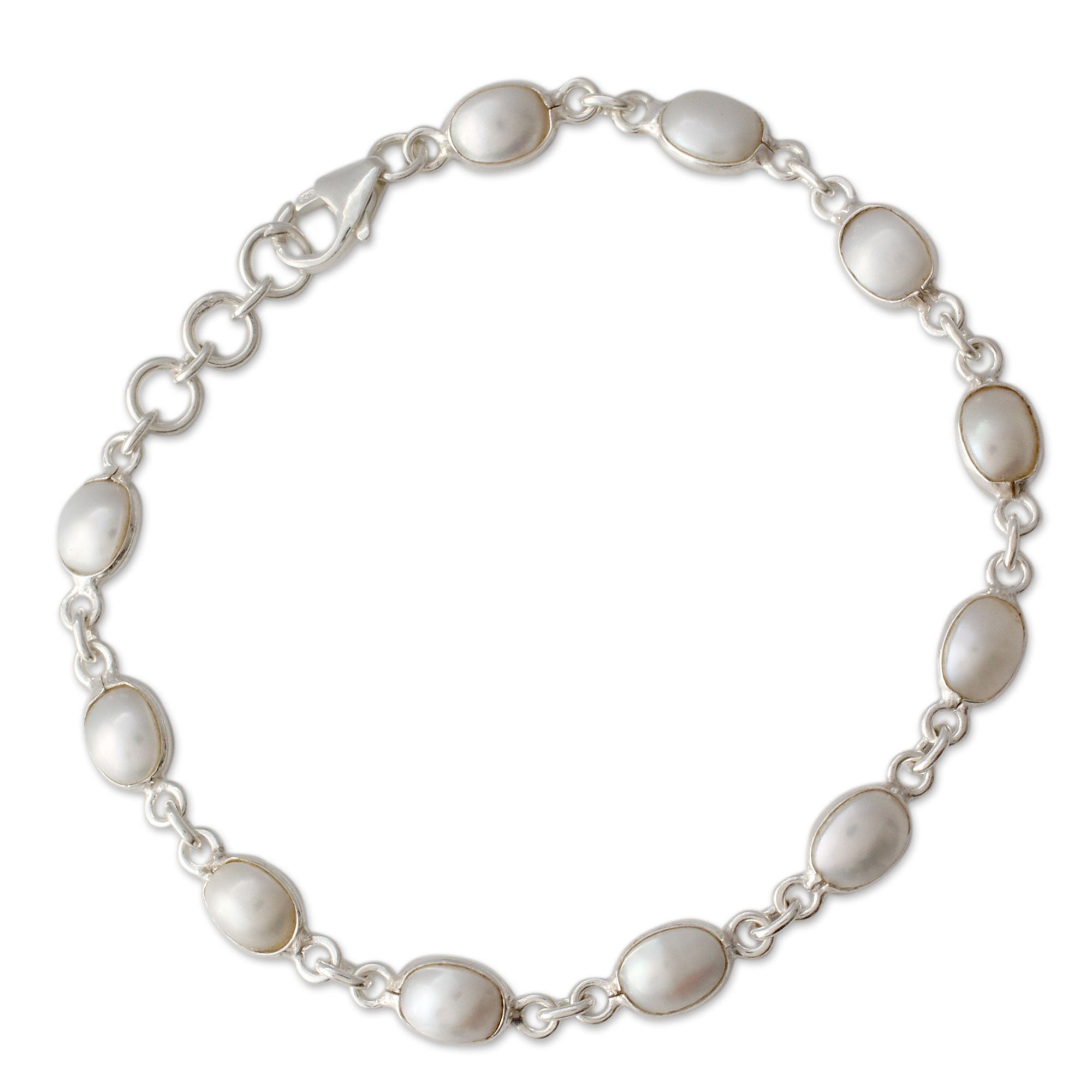 Premium Romantic Aura Pearl & Silver Bracelet - Handcrafted Elegance