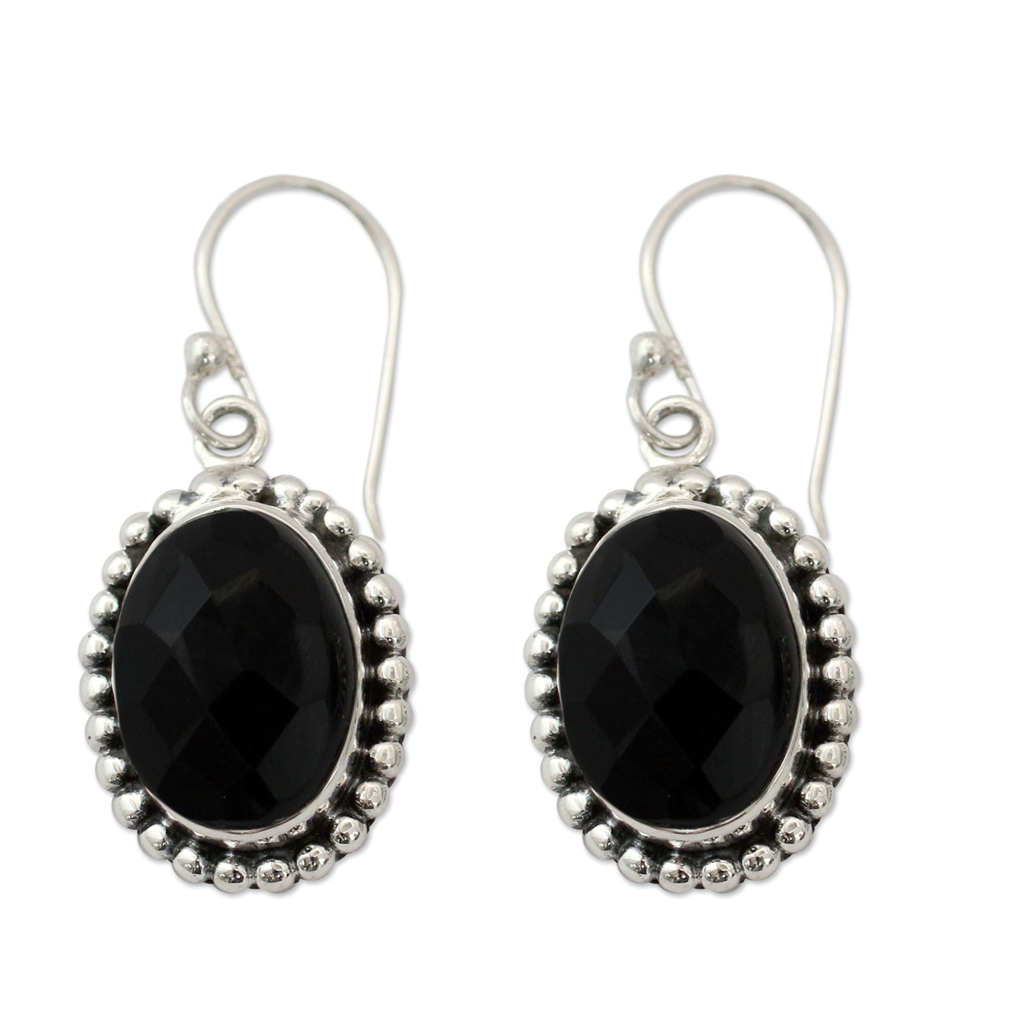 Premium Sterling Silver & Onyx Dangle Earrings - Handcrafted Elegance