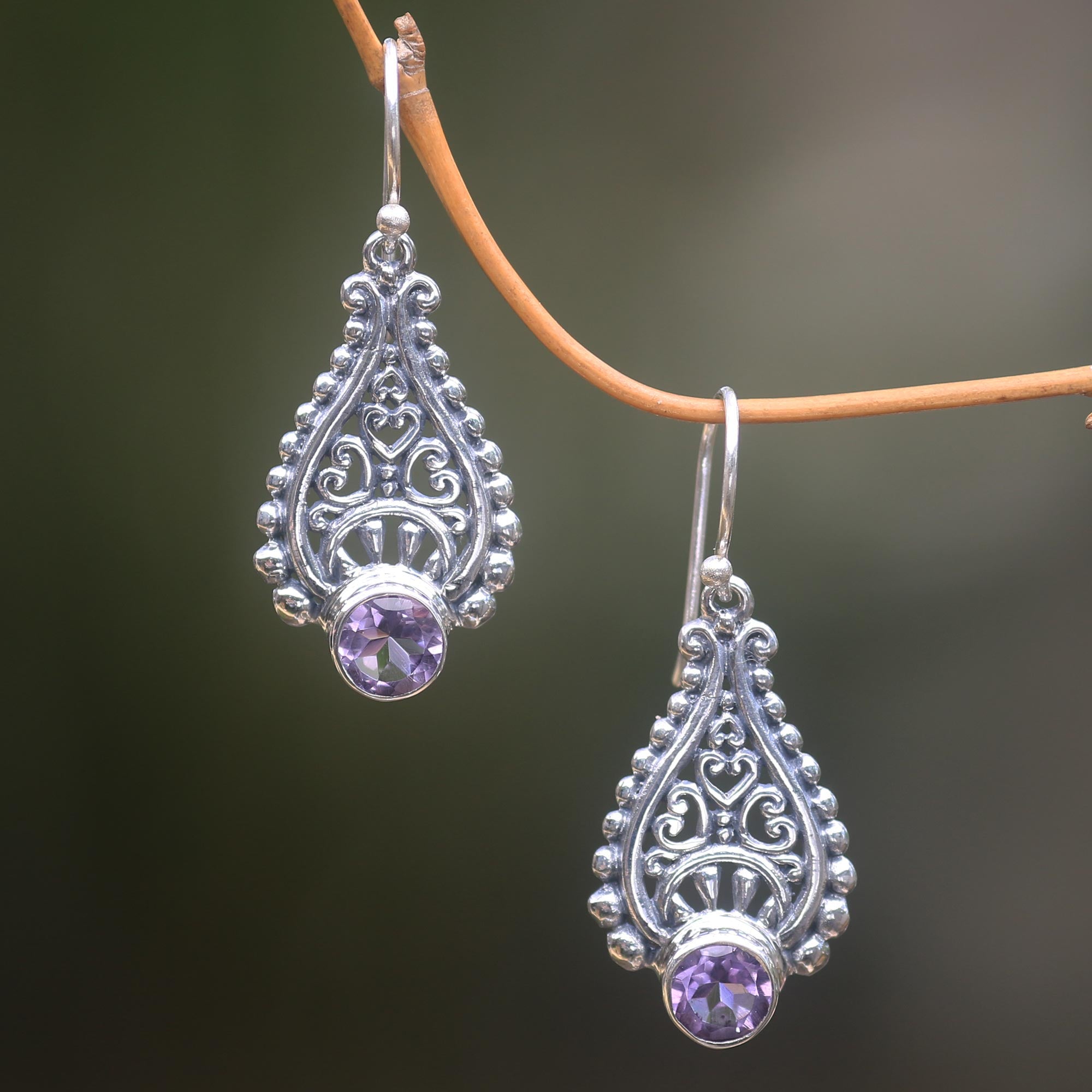 Premium Handcrafted Amethyst Teardrop Earrings in Sterling Silver