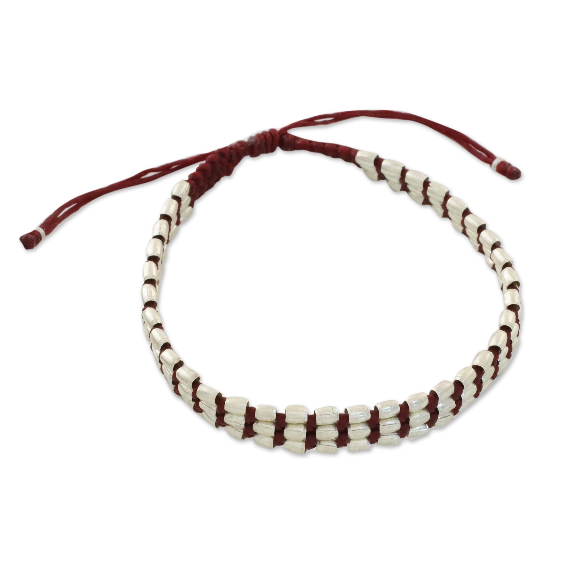 Premium Red Cord & Silver 950 Adjustable Bracelet - Handmade Elegance