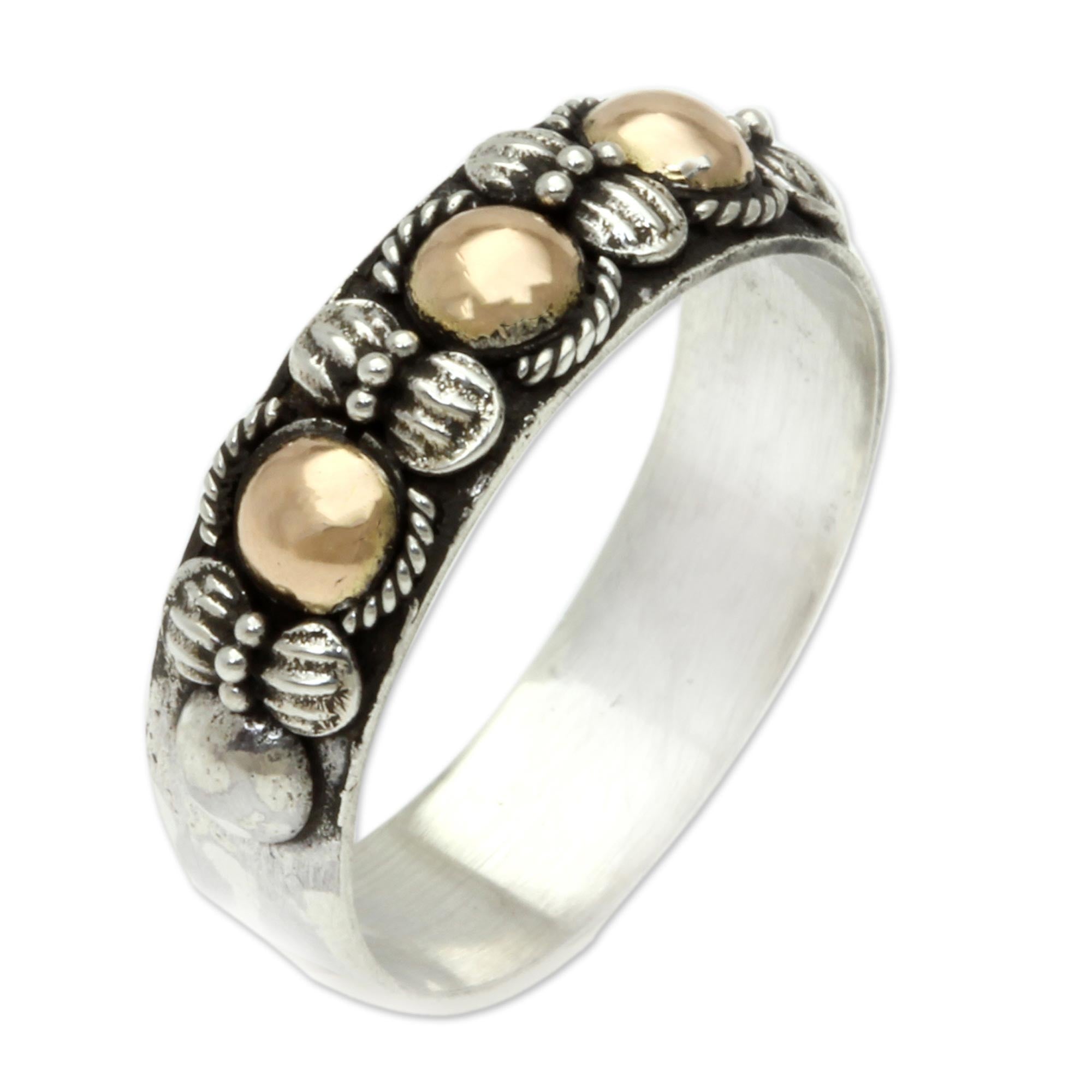 Premium Five Moons Sterling Silver & Gold Accent Ring