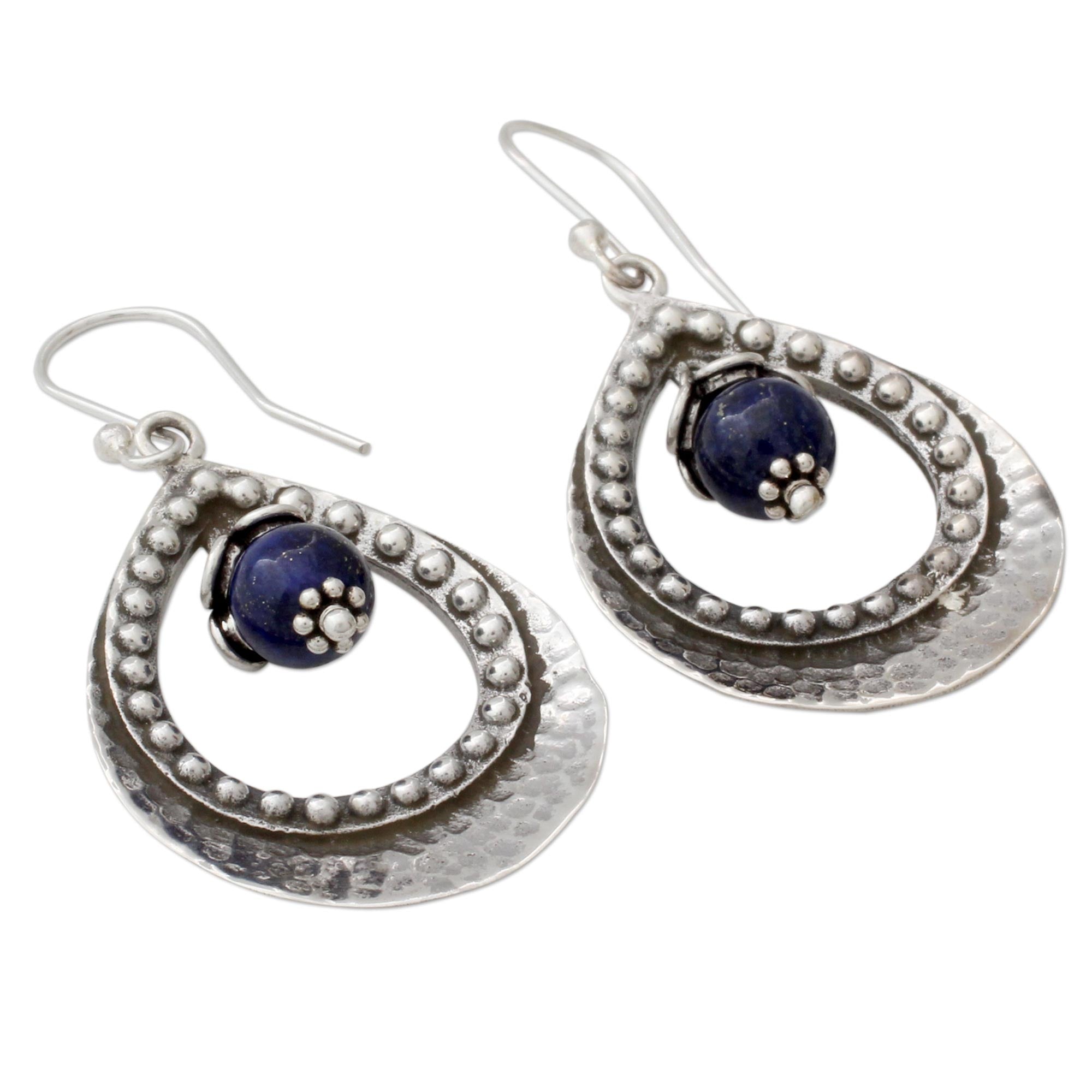 Premium Jaipur Dazzle Lapis Lazuli Earrings in 925 Sterling Silver