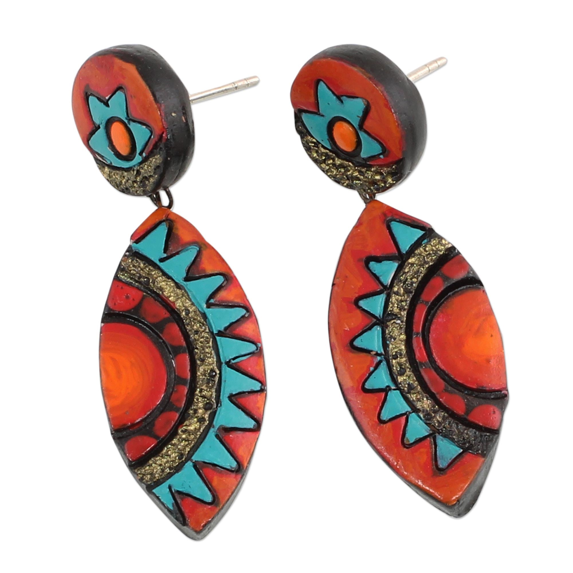 Premium Ancient-Inspired Handcrafted Ceramic Dangle Earrings