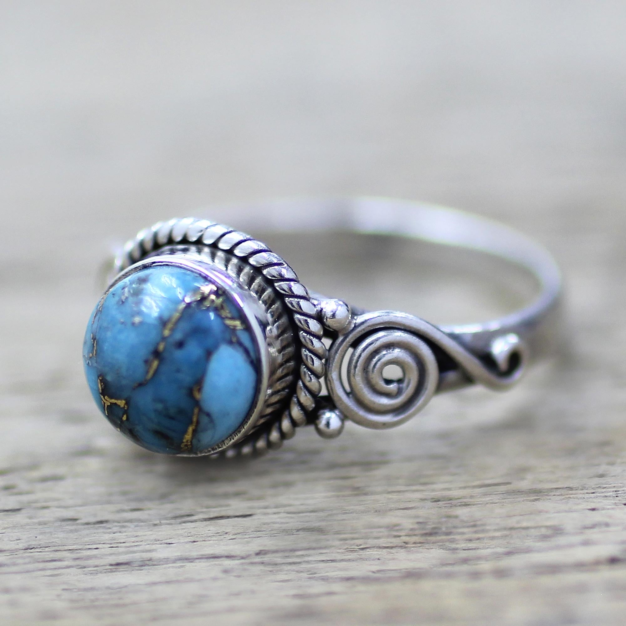 Premium Blue Attunement Sterling Silver & Turquoise Cocktail Ring