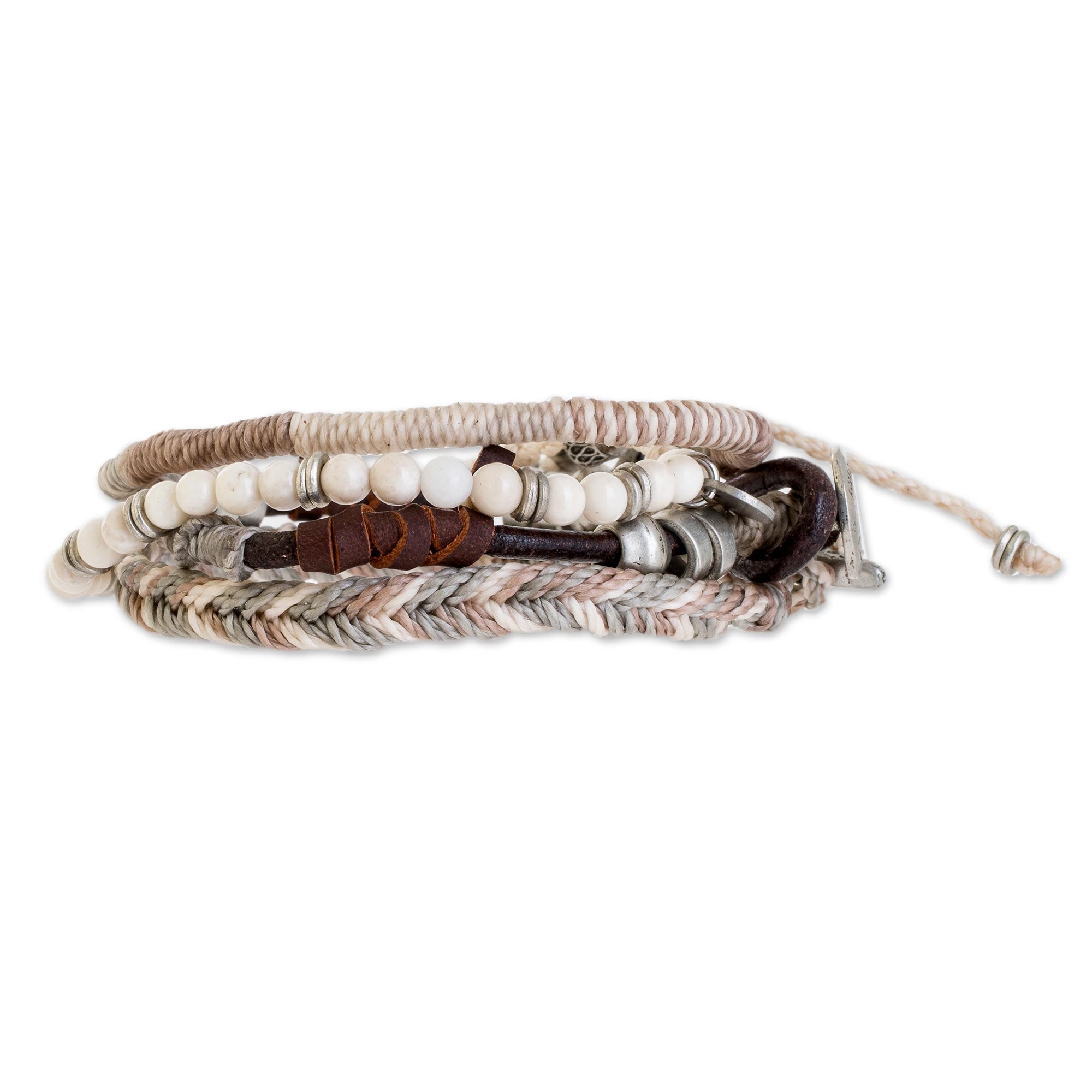 Premium Maya Highlands Unisex Macrame Bracelet Set (4-Piece Bohemian Collection)