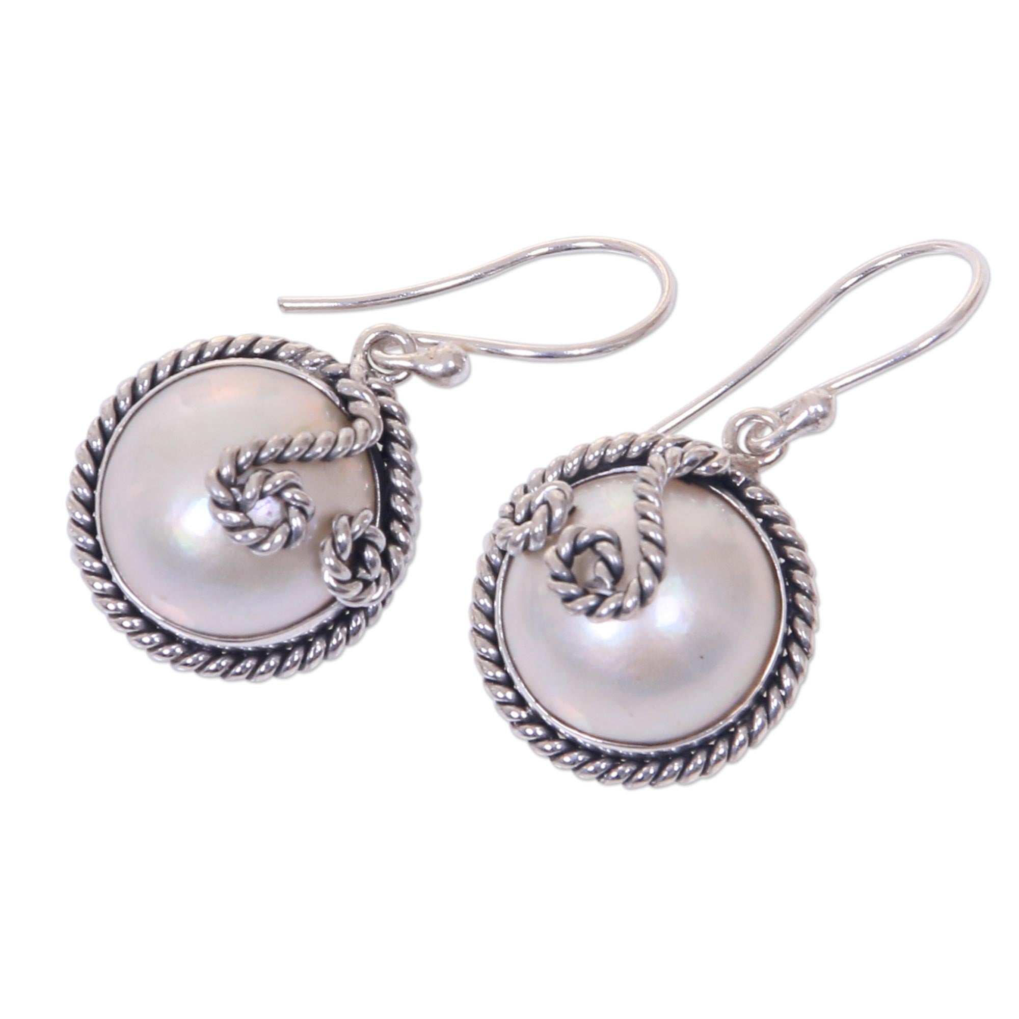 Premium Night Moon Handcrafted Cultured Pearl Dangle Earrings