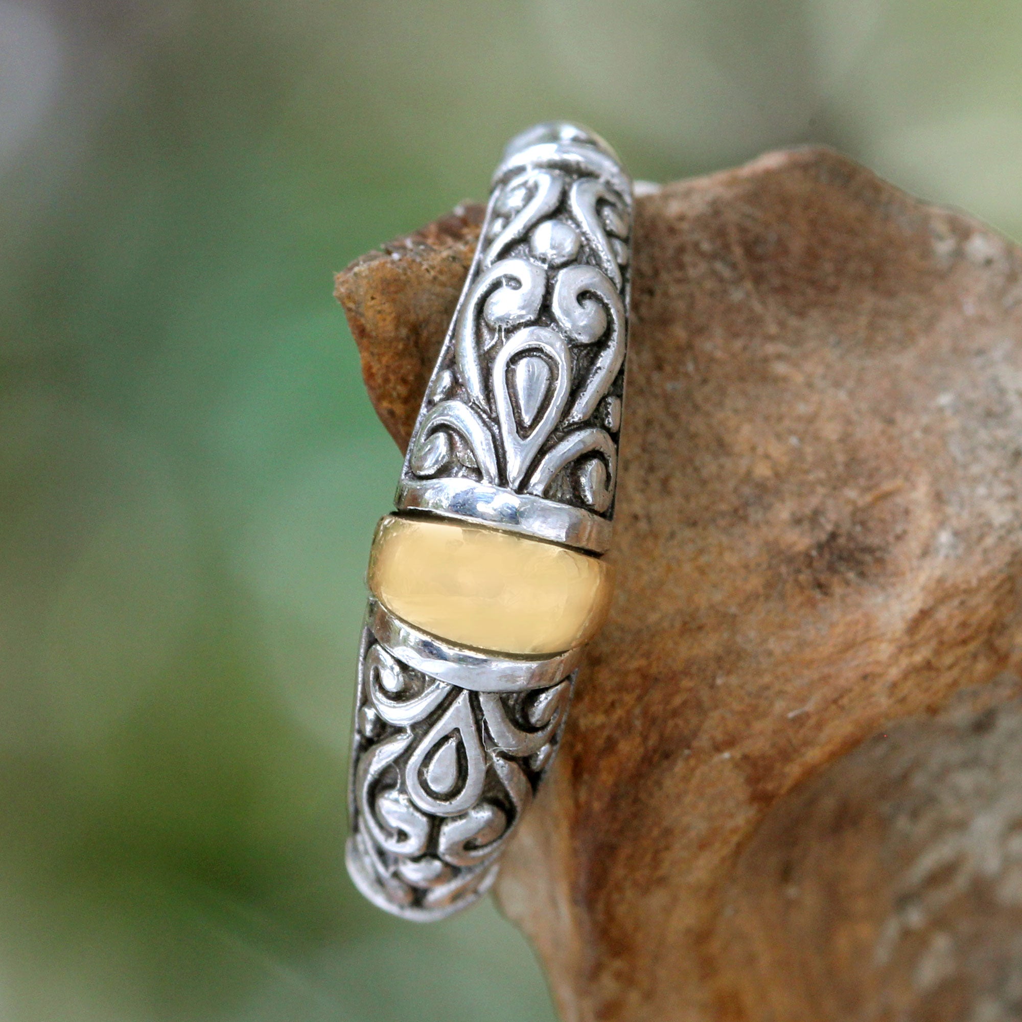 Premium Balinese Twilight Accent Ring - Handcrafted Elegance