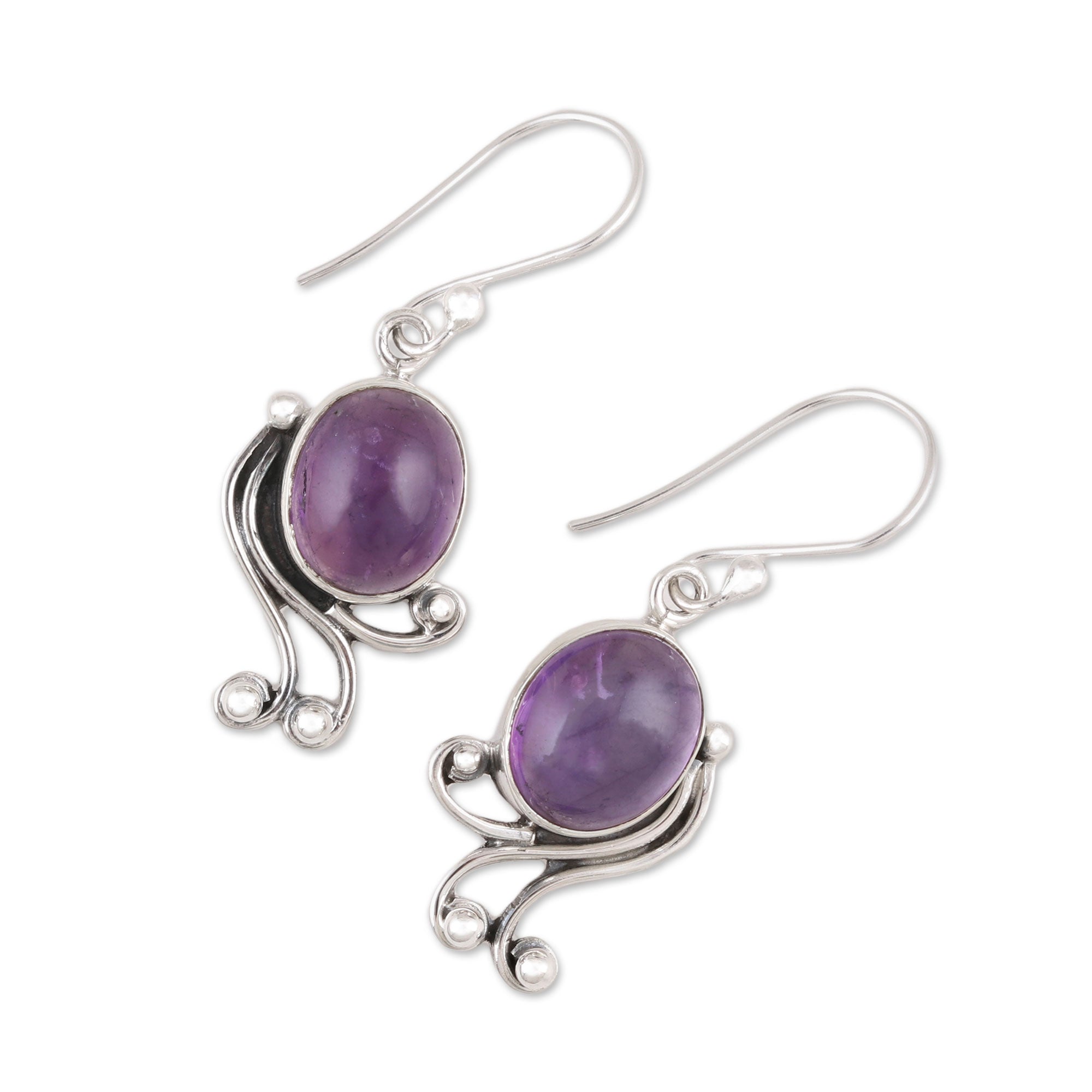 Premium Handcrafted 925 Sterling Silver Amethyst Dangle Earrings - Timeless Elegance