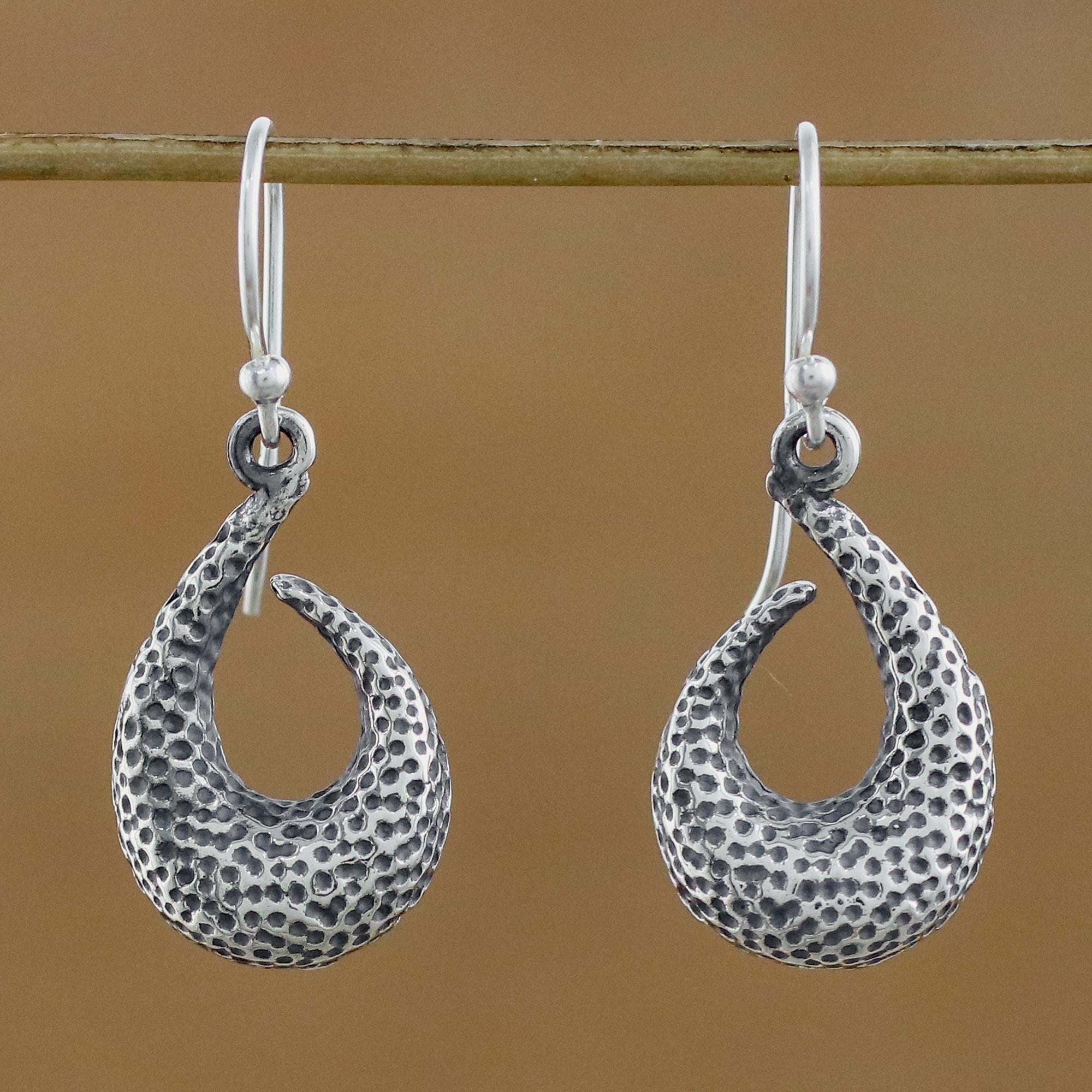 Premium Coral-Inspired Sterling Silver Dangle Earrings - Handcrafted in Guatemala