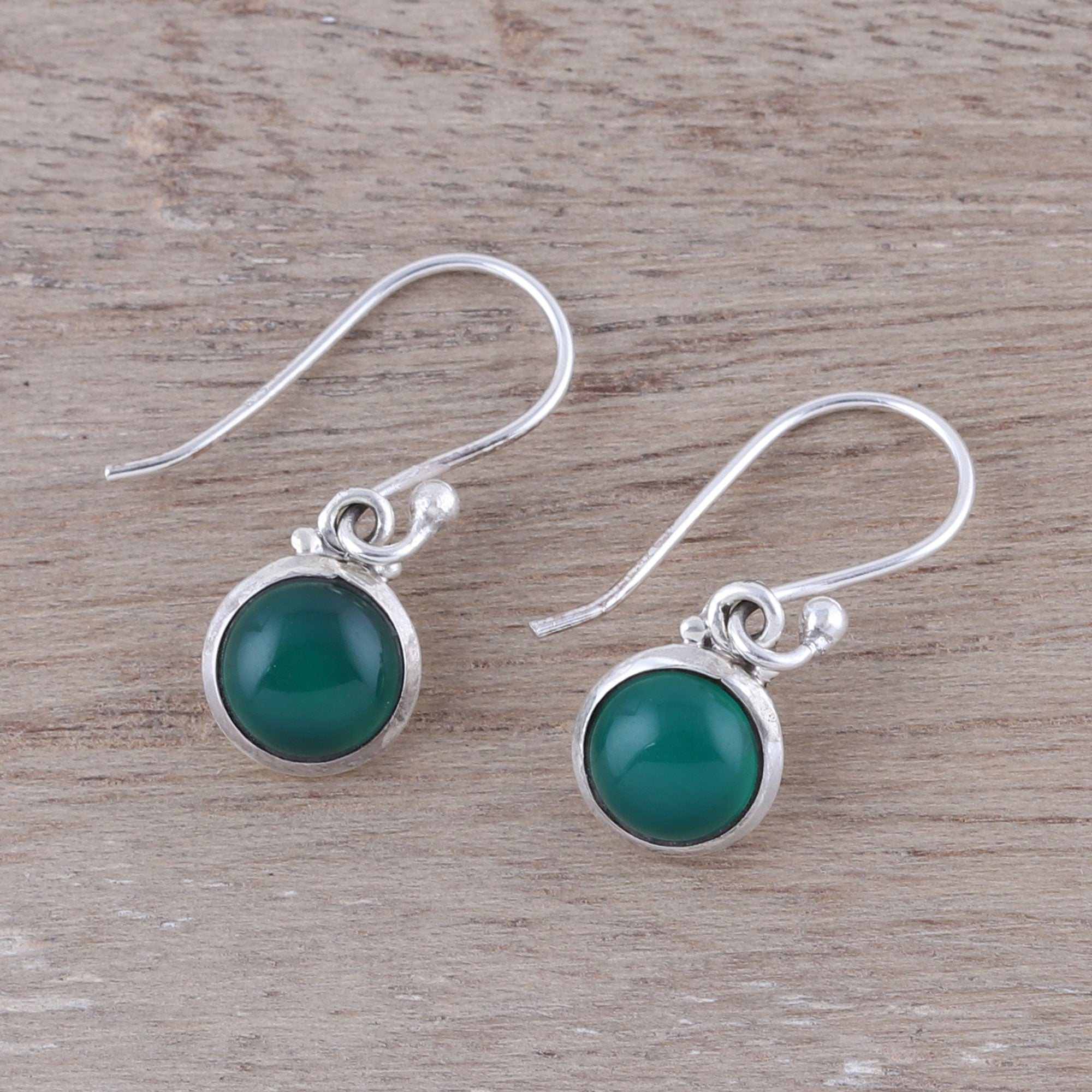 Premium Green Onyx Sterling Silver Dangle Earrings – Handcrafted in India