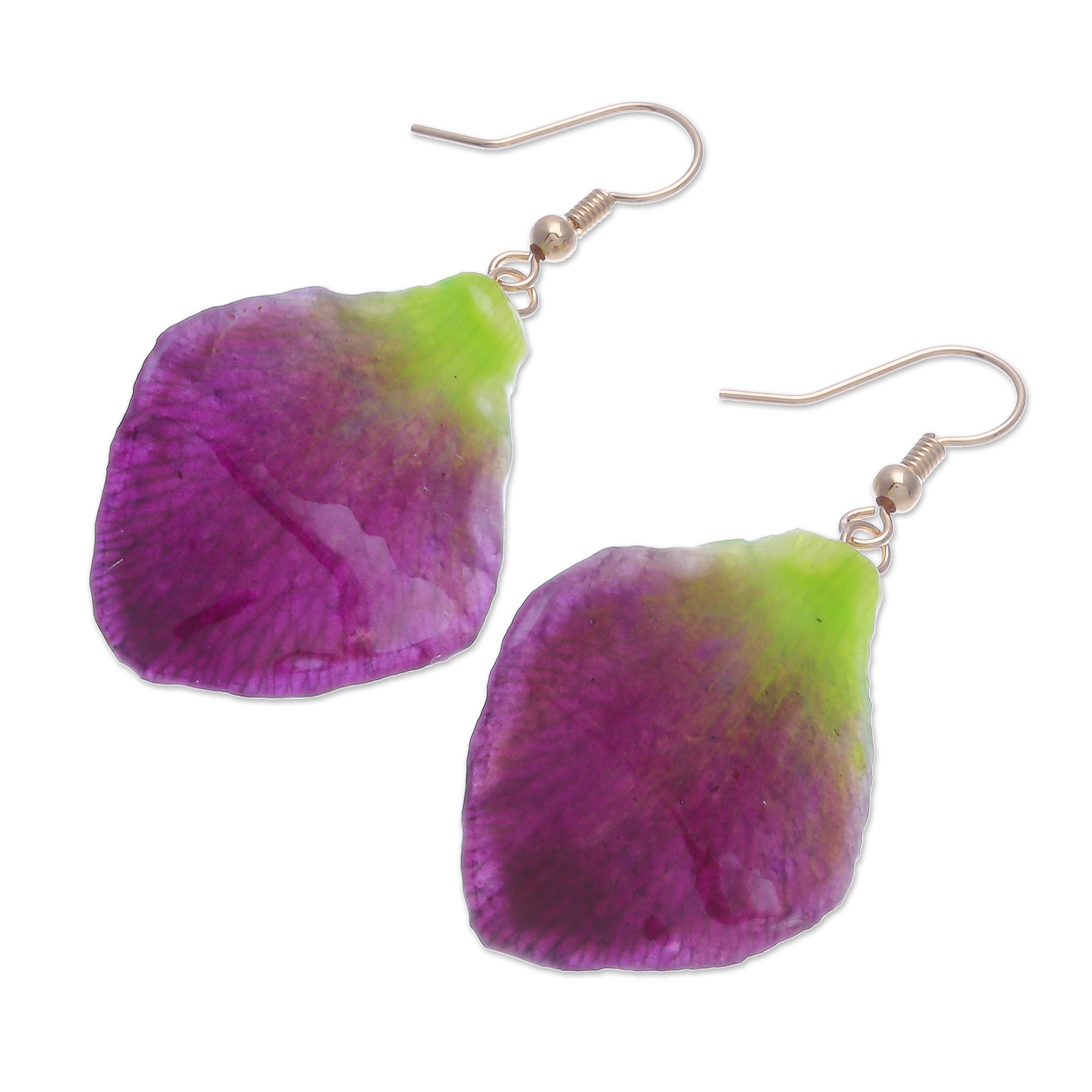 Premium Summer Treat: Berry Gold-Plated Orchid Petal Dangle Earrings