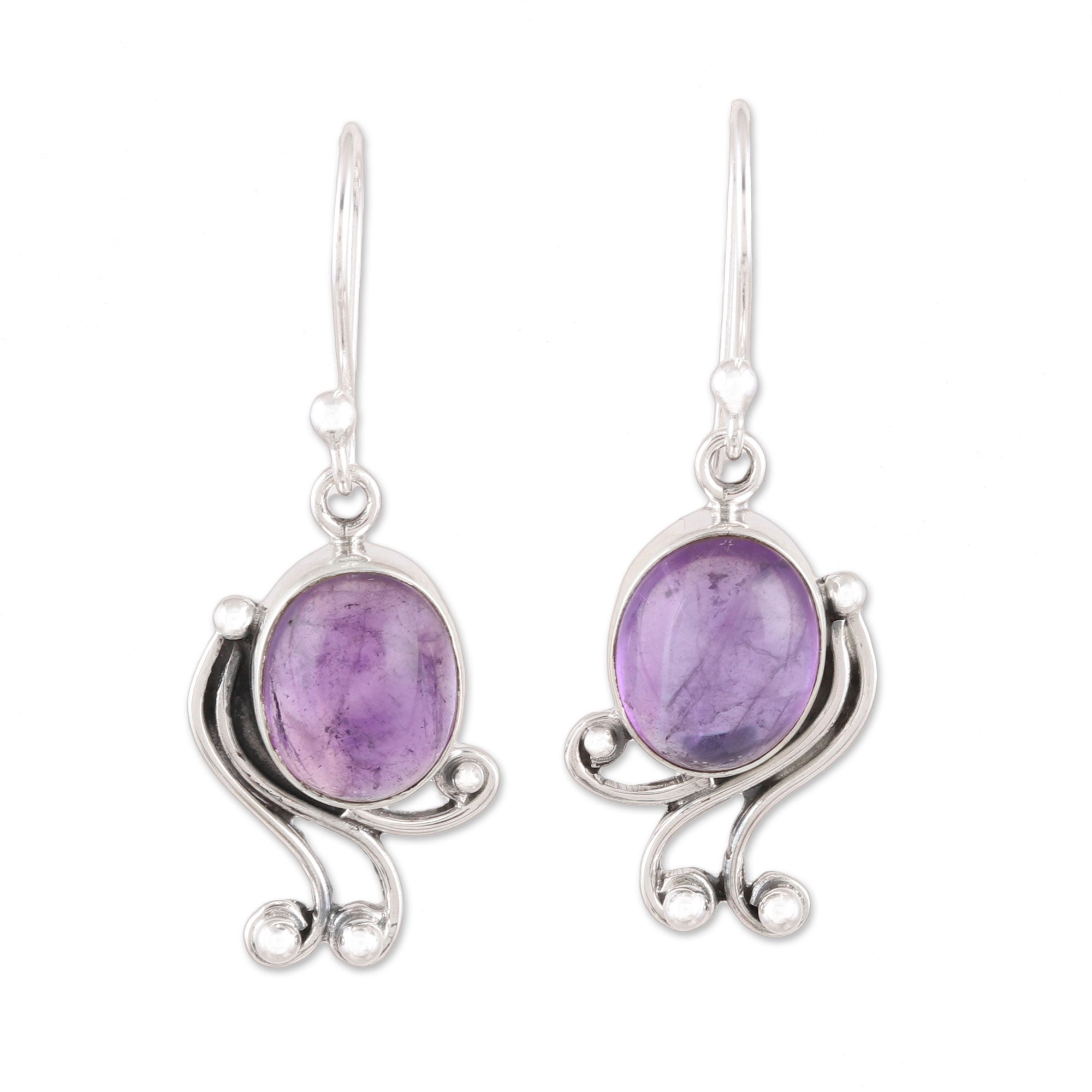 Premium Handcrafted 925 Sterling Silver Amethyst Dangle Earrings - Timeless Elegance