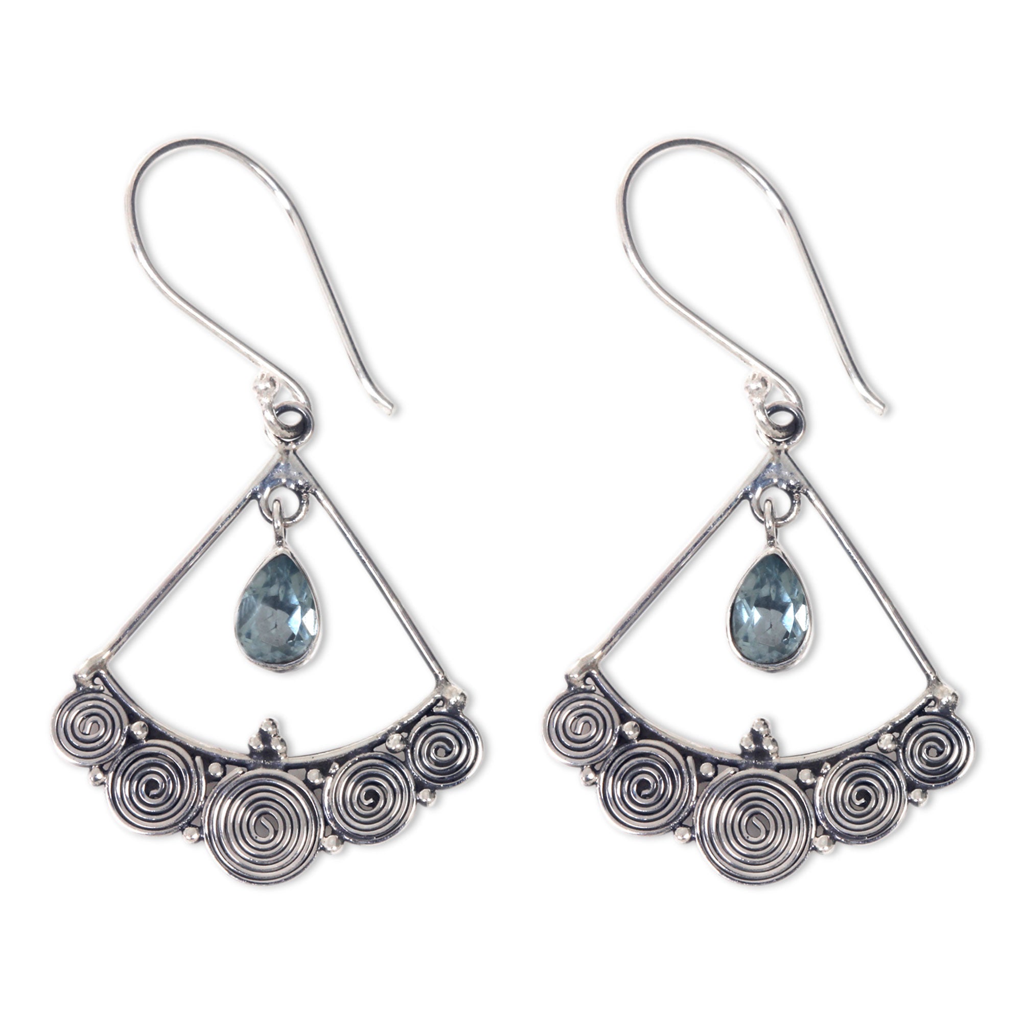 Premium Handcrafted Blue Topaz Sterling Silver Chandelier Earrings