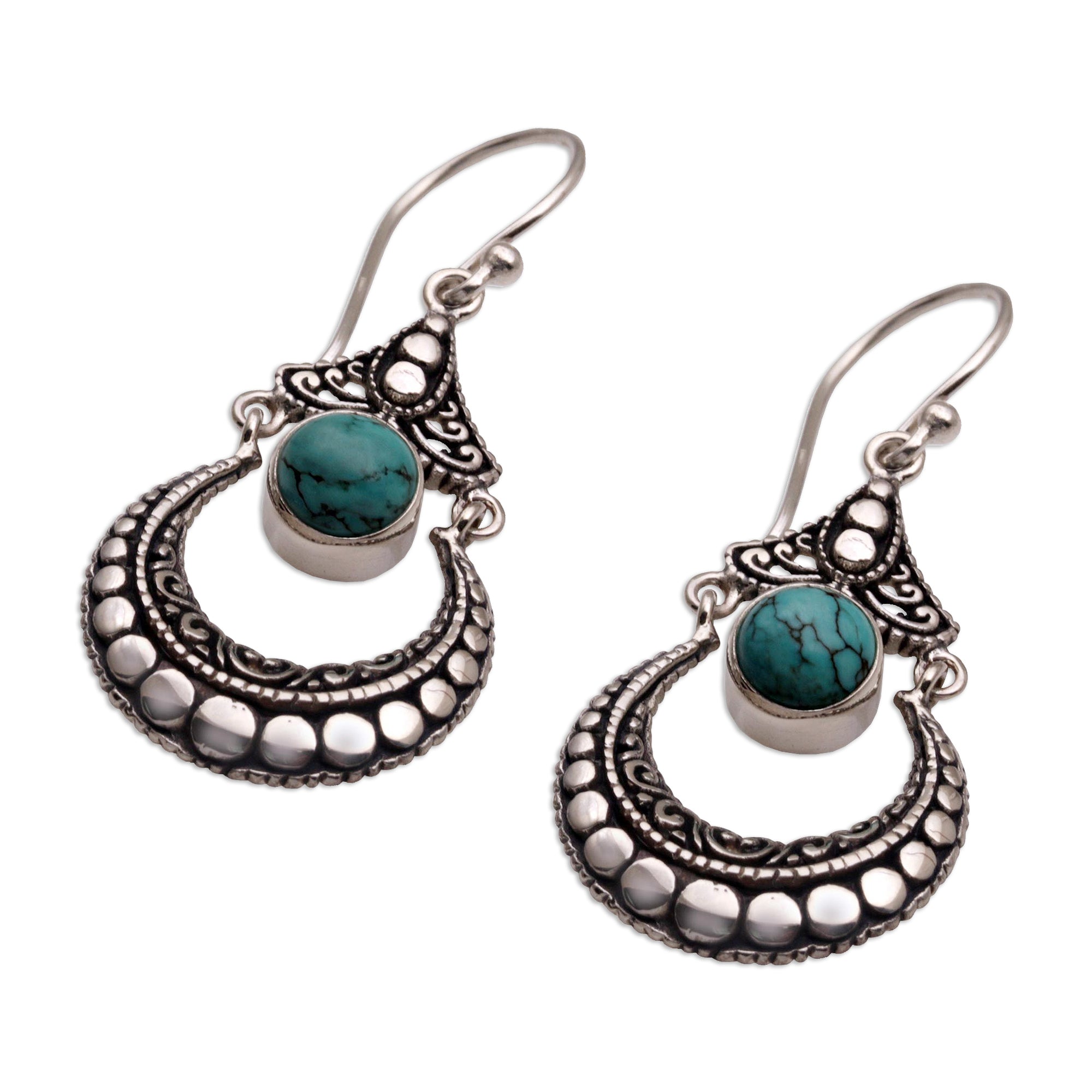 Premium Crescent Magnesite Dangle Earrings – Handcrafted Sterling Silver