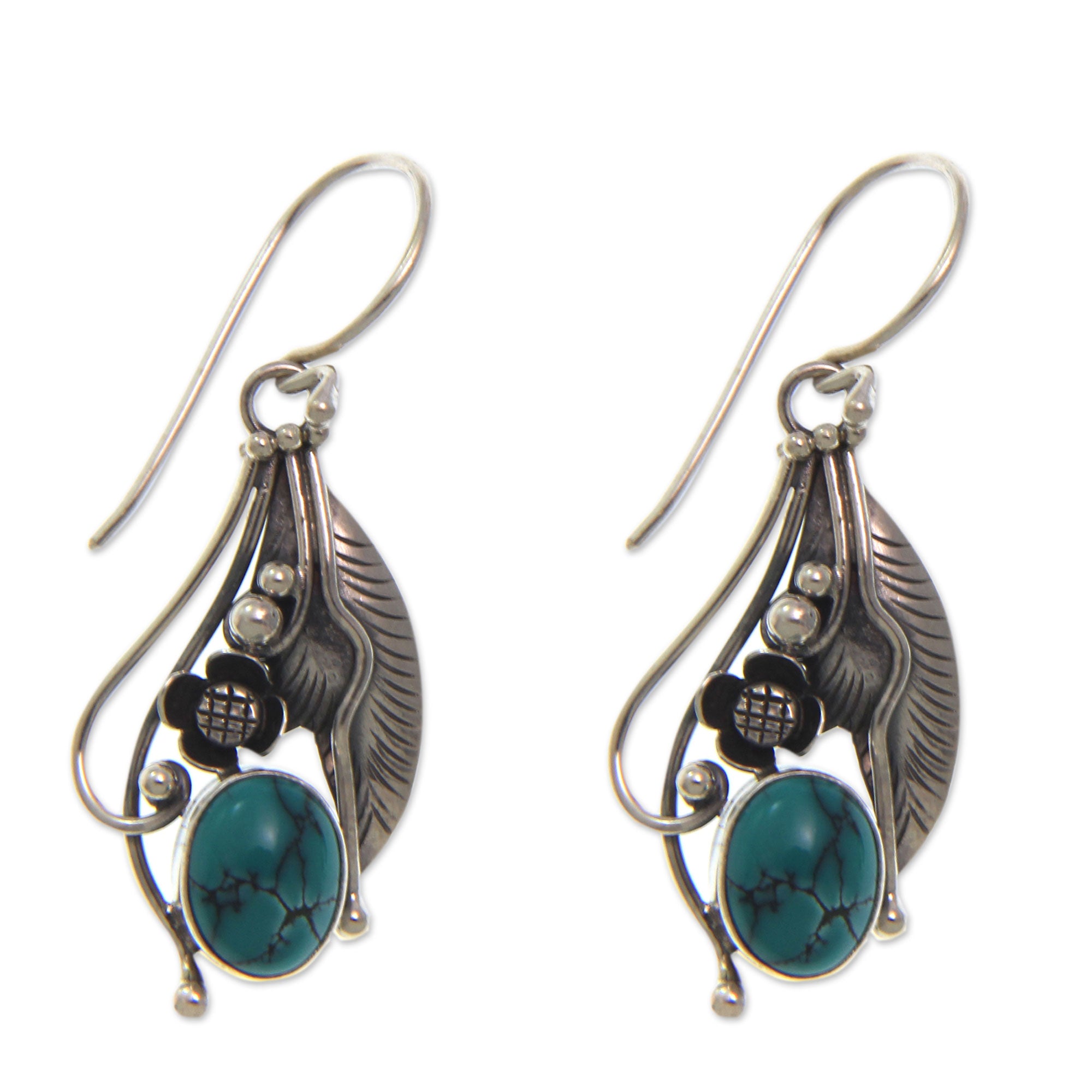 Premium Blue Sky Turquoise & Silver Dangle Earrings