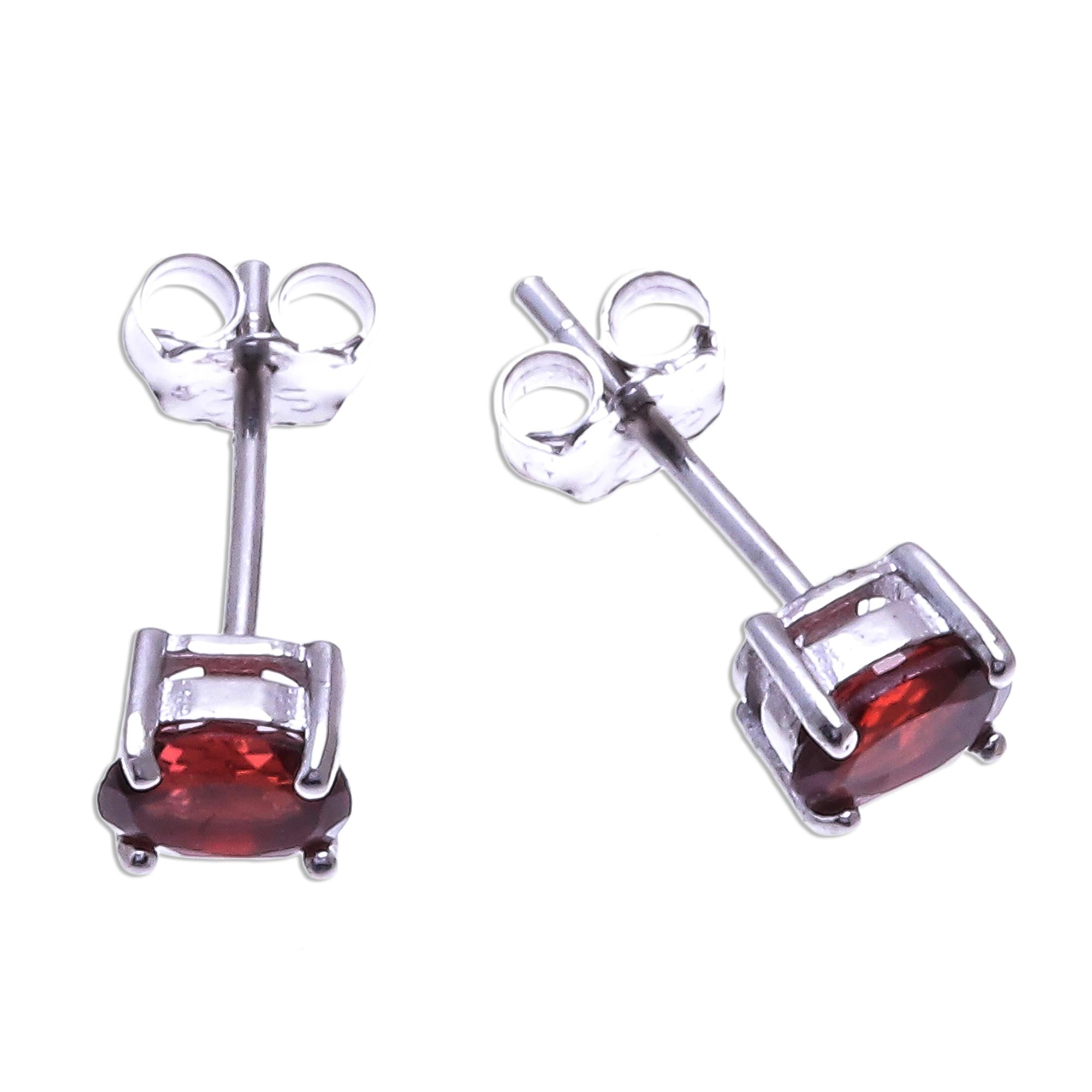 Premium Fiery Marvel Garnet Stud Earrings – Handcrafted in Thailand