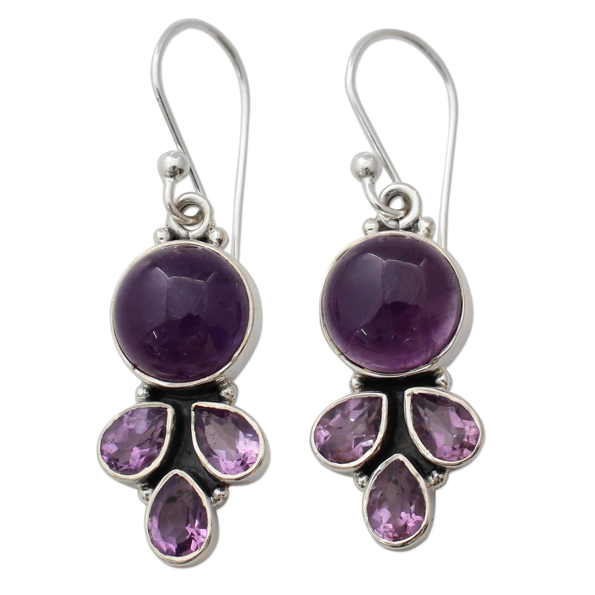 Premium Lilac Amethyst Sterling Silver Dangle Earrings