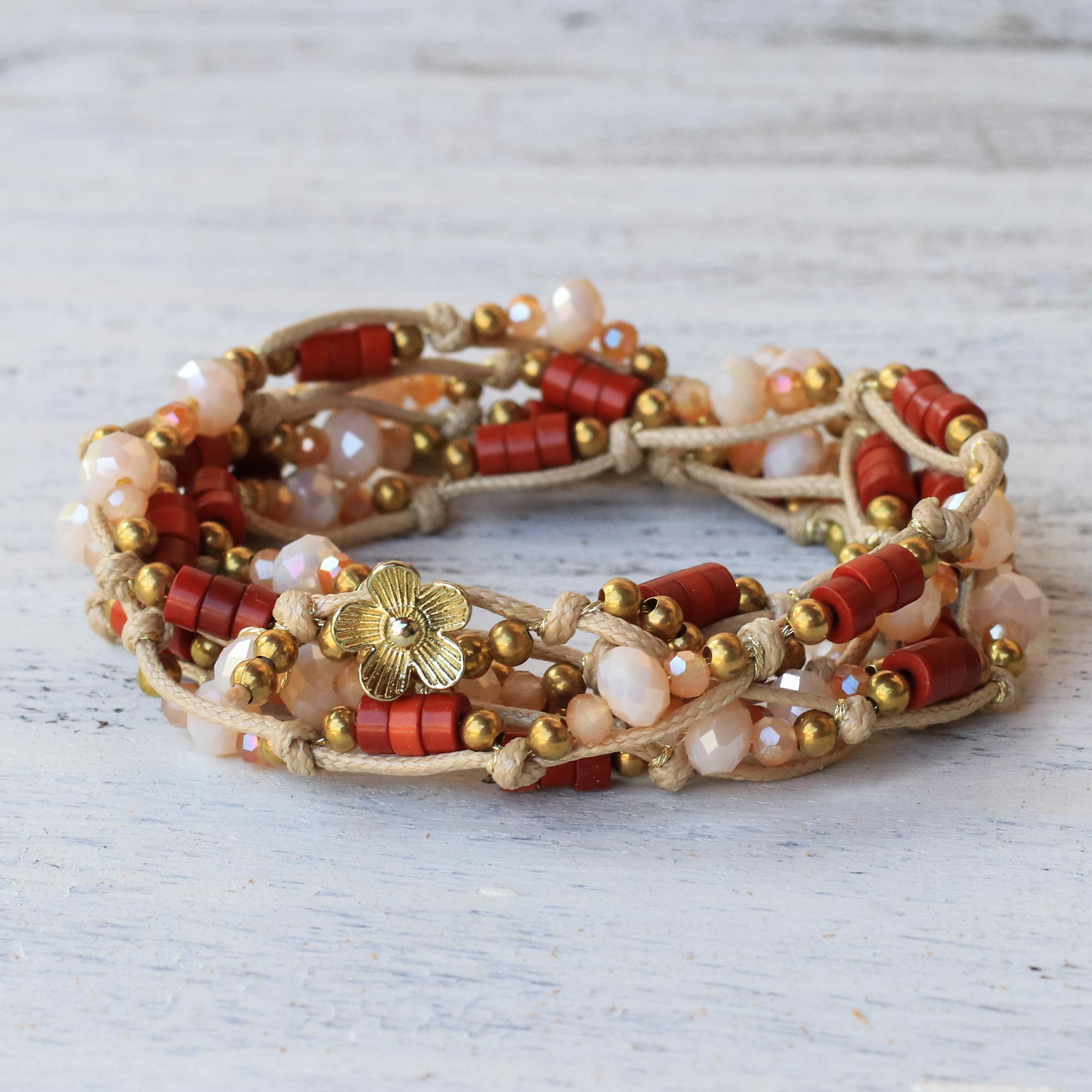 Premium Lively Party Wrap Bracelet – Handcrafted Calcite & Glass Beads from Thailand