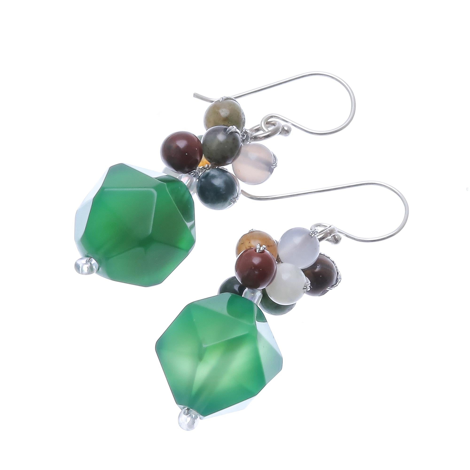 Premium Green Multi-Gemstone Beaded Cluster Earrings – Ultimate Glamour