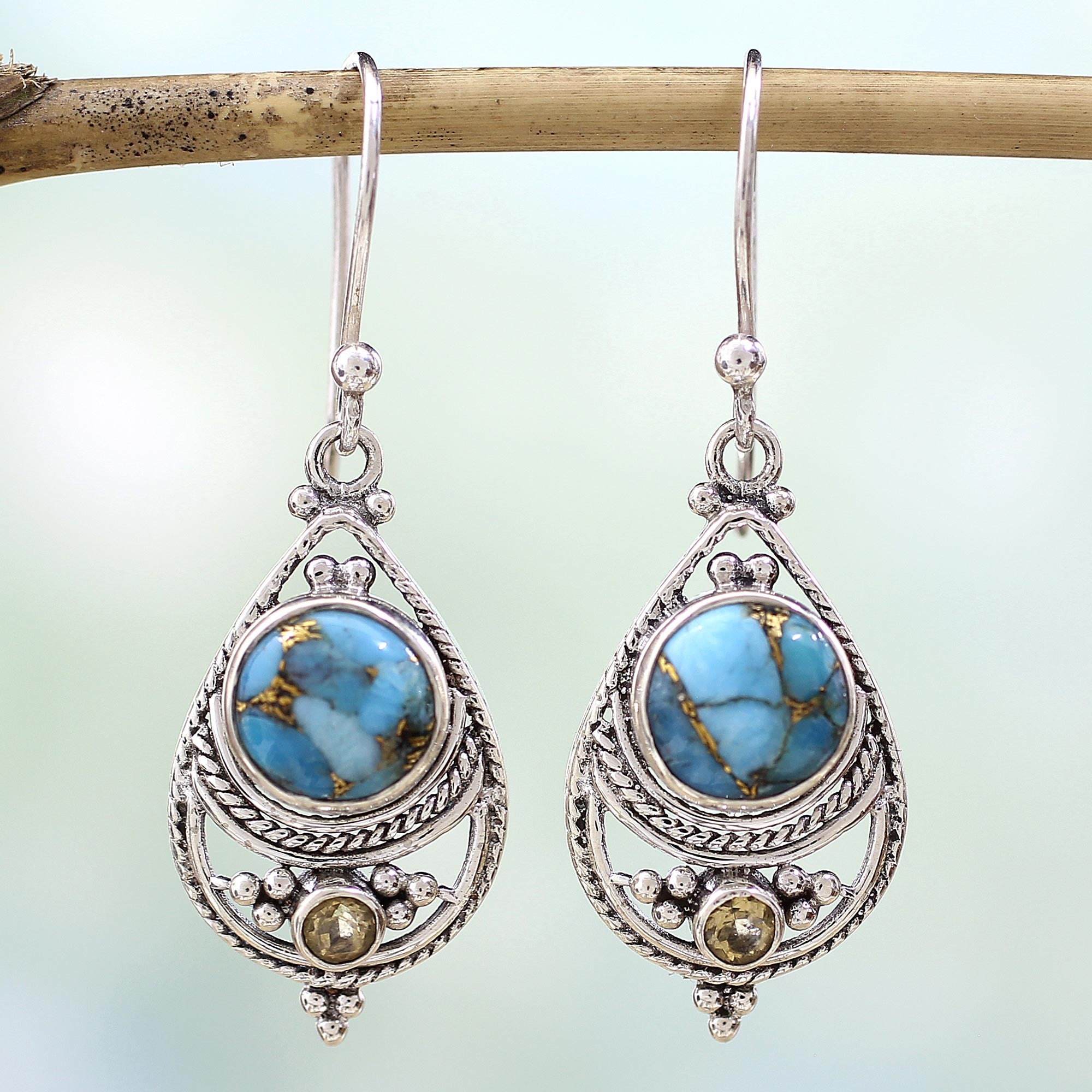 Premium Blue Adoration Turquoise Dangle Earrings - Handcrafted Elegance