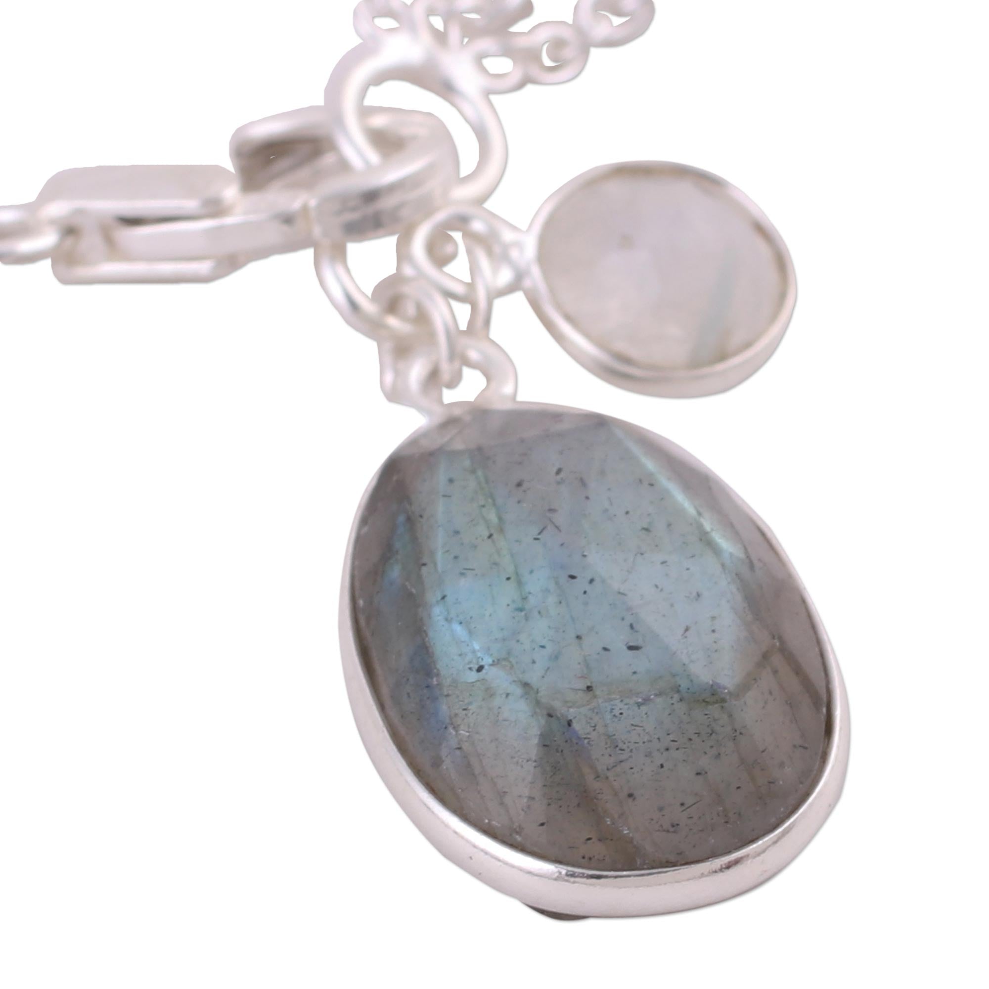 Premium Twinkling Harmony Labradorite & Moonstone Bracelet - Handcrafted Sterling Silver Jewelry