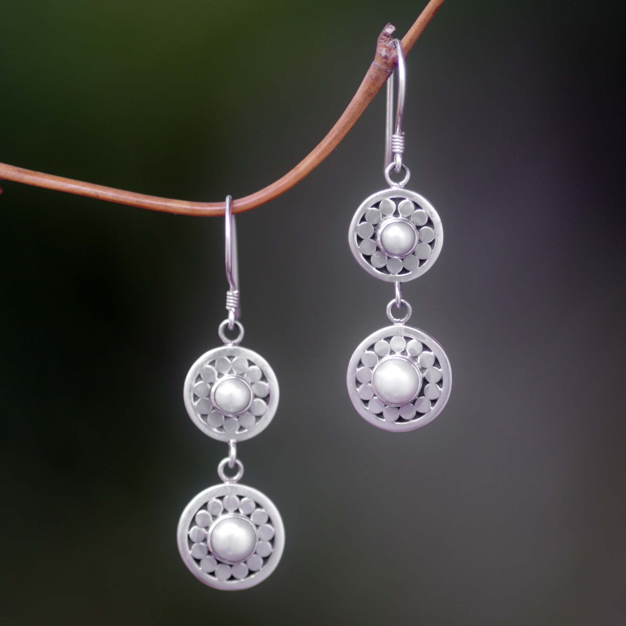 Premium Sunny Days Pearl Drop Earrings - Elegant Sterling Silver Design