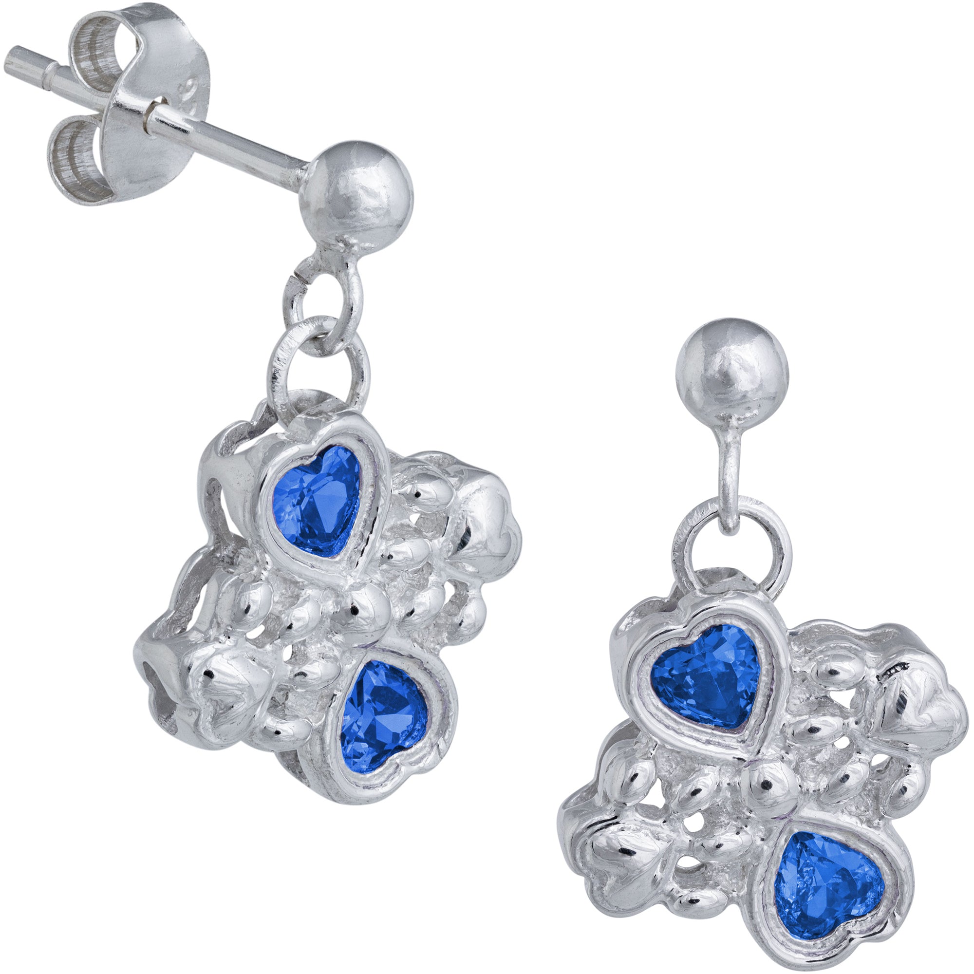 Premium Sterling Silver & Crystal Loved Paws Earrings