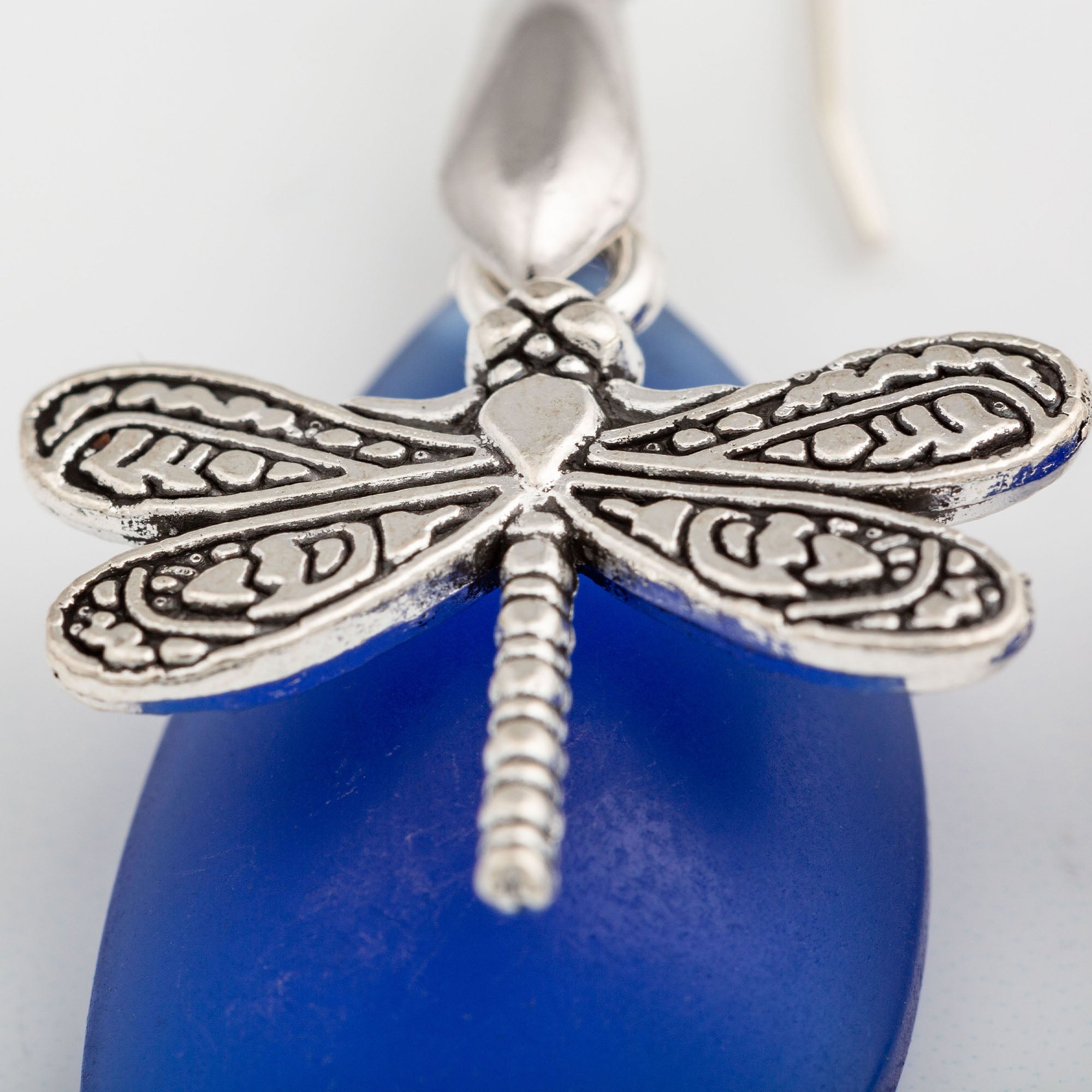 Premium Dragonfly Sea Glass Earrings – Nature-Inspired Elegance