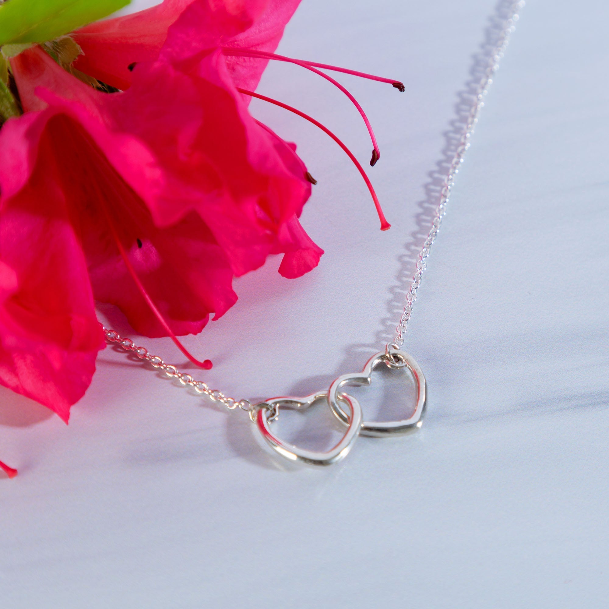 Premium Two Hearts Sterling Silver Necklace - Symbol of Eternal Love