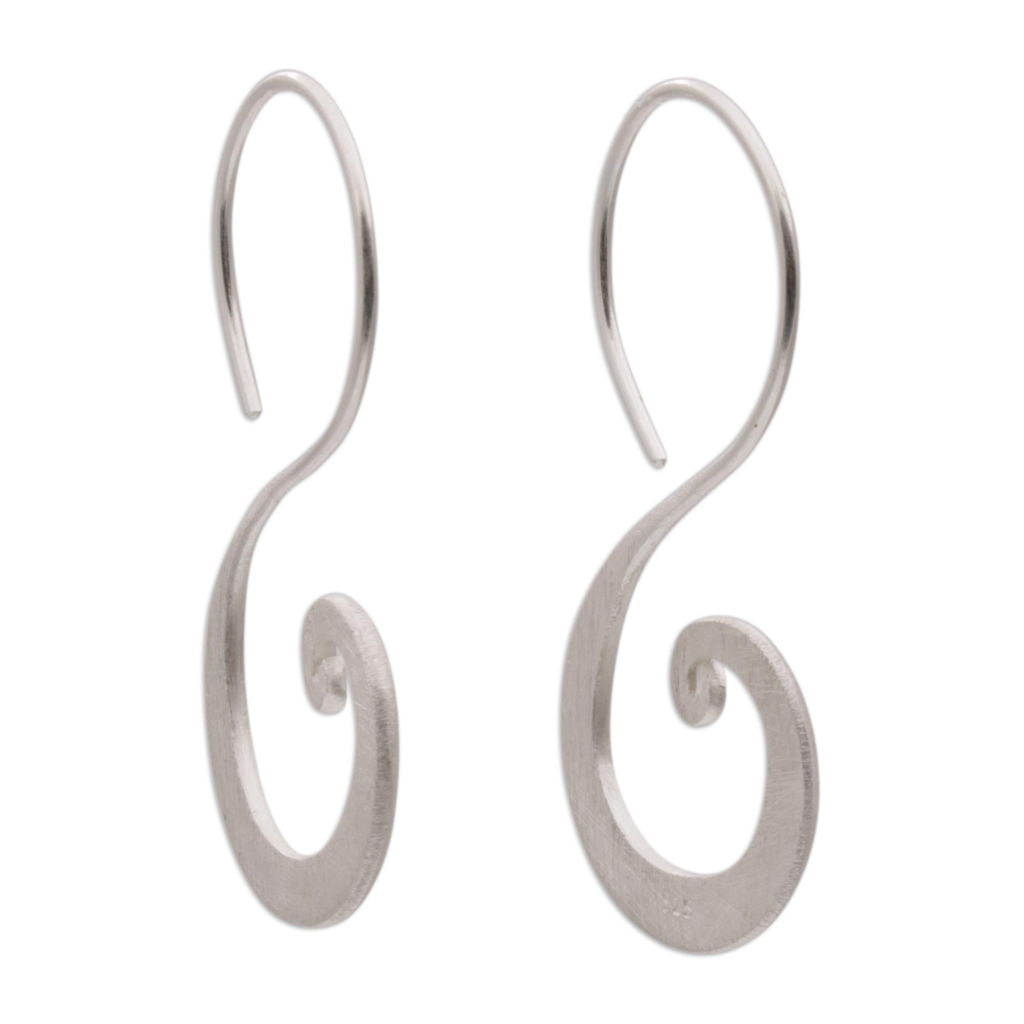 Premium Cloud's Curve Sterling Silver Spiral Drop Earrings – Handcrafted in Bali