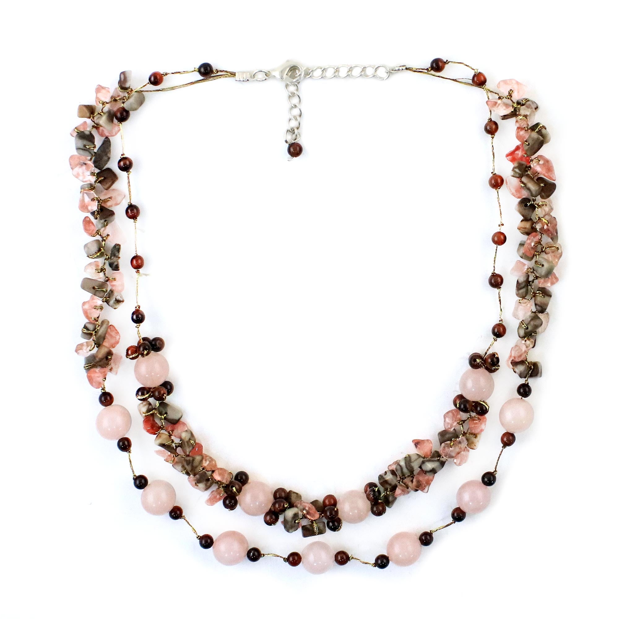 Premium Multi-Gemstone Rose Quartz Beaded Necklace – Magical Inspiration from Thailand