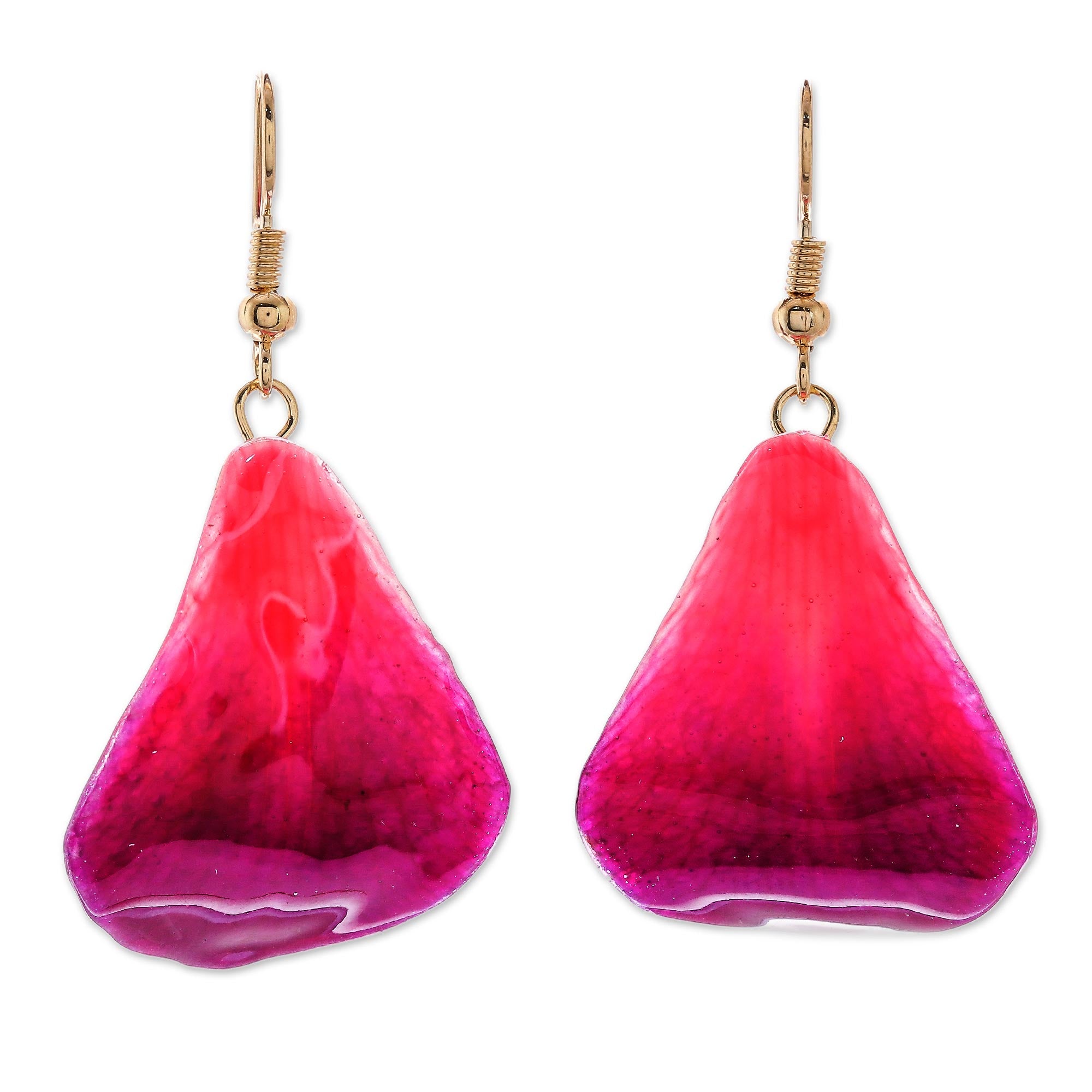 Premium Petal Rain Orchid Dangle Earrings – Magenta Elegance