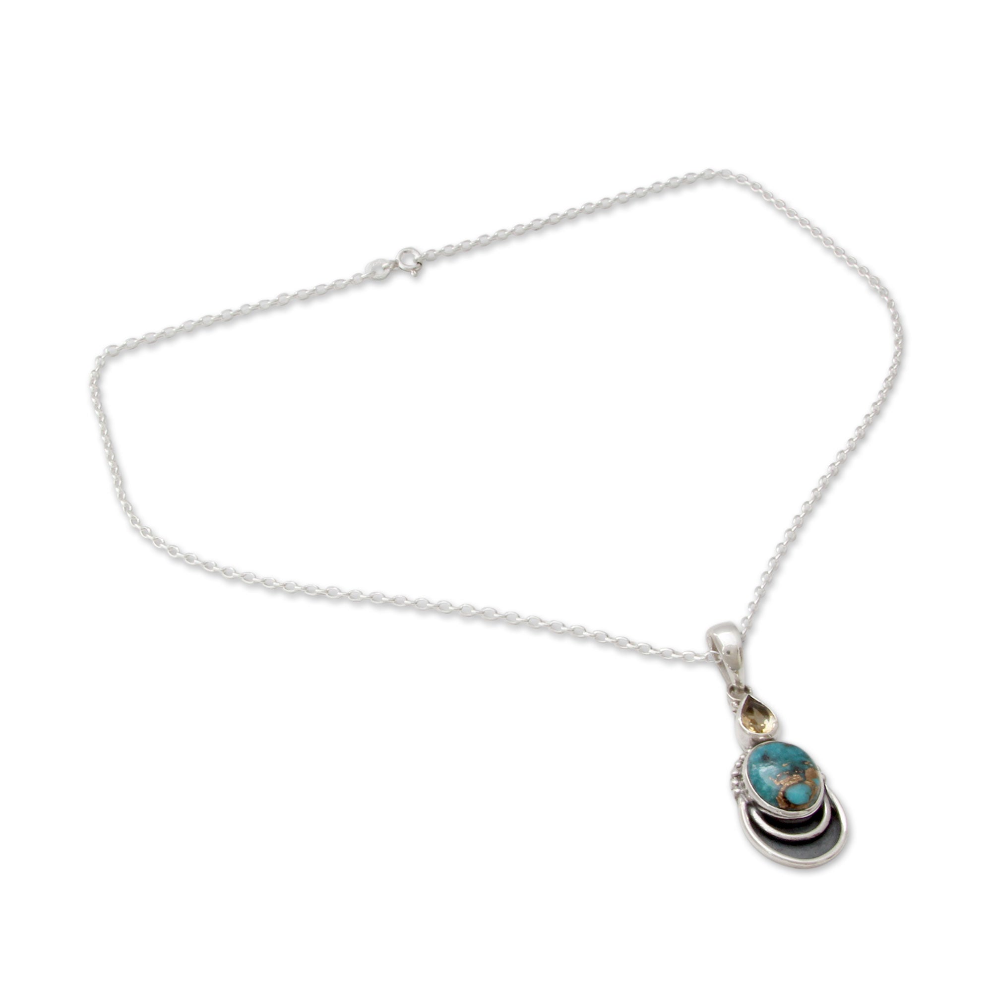 Premium Eternal Allure Multi-Gem Silver Necklace