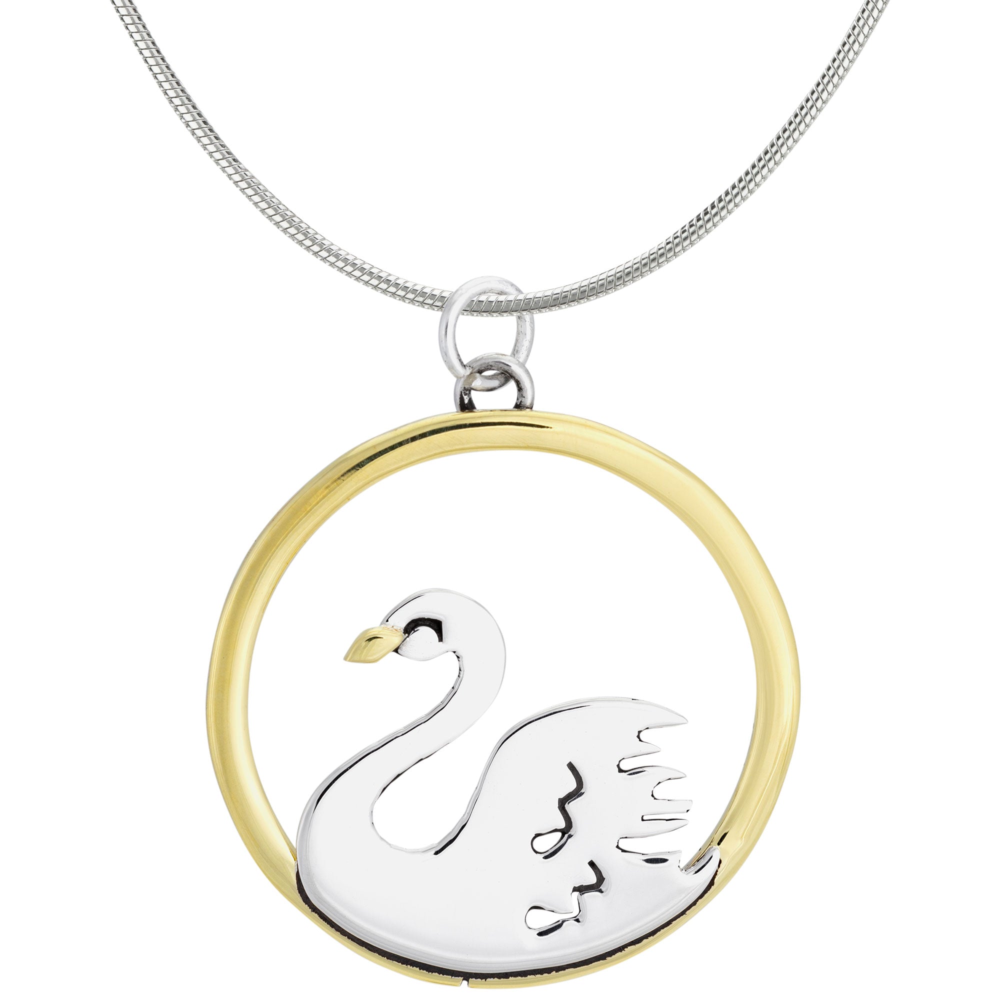 Premium Sterling Silver & Brass Swan Necklace - Handcrafted Elegance